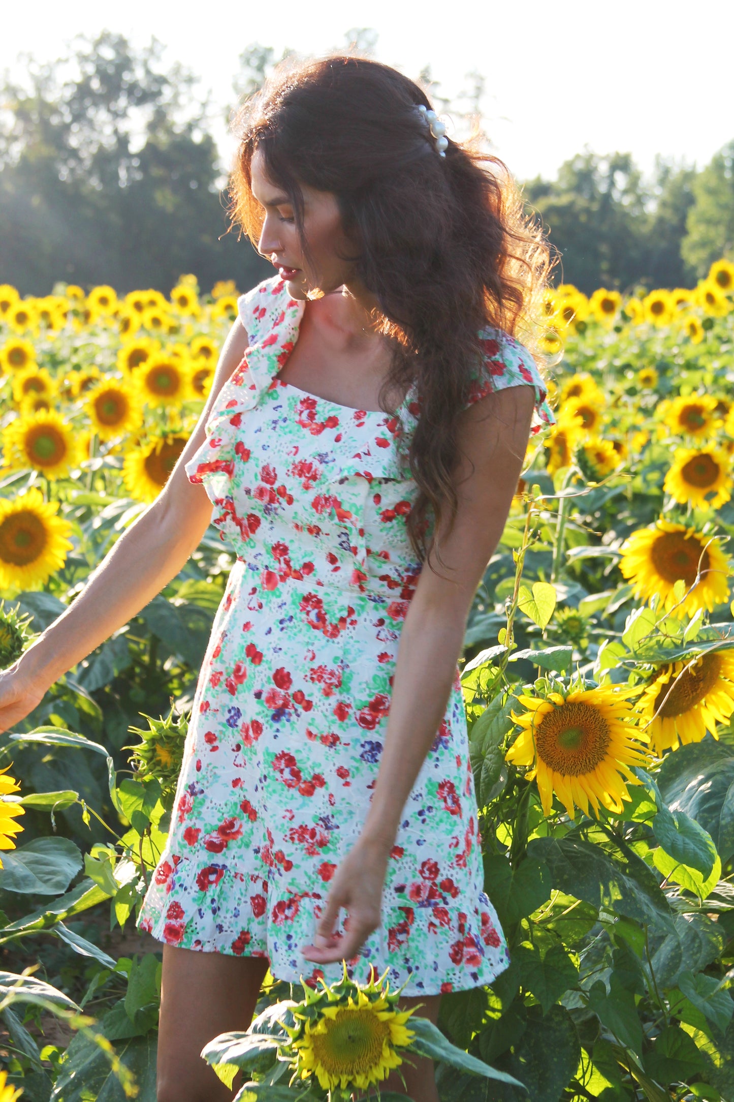 FLOWER FIELDS eyelet embroidered floral sundress, XS