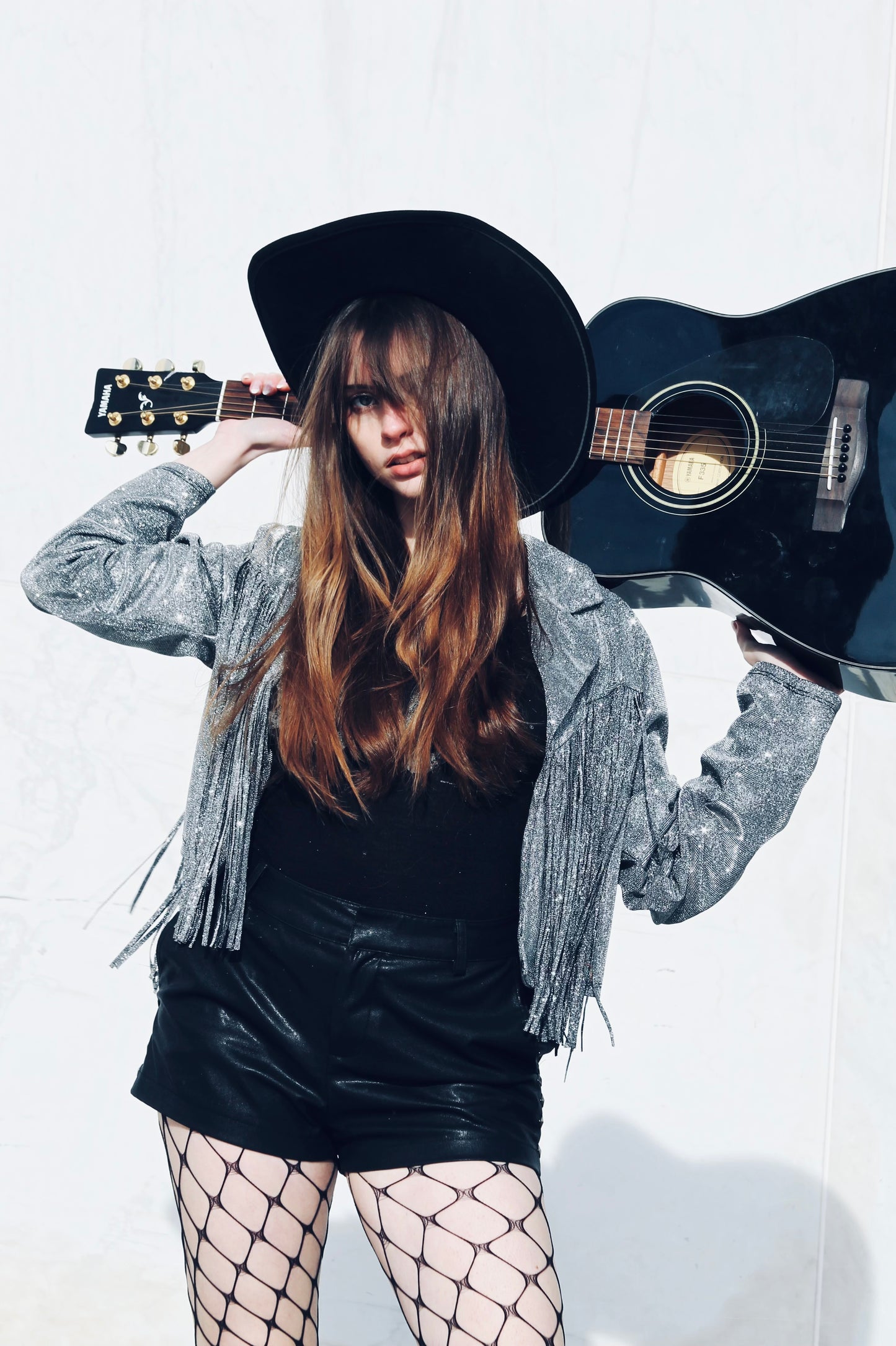 REBEL SPIRIT silver sparkle + tassel-fringe jacket, XL *FOXY FAVE* >> gunmetal grey