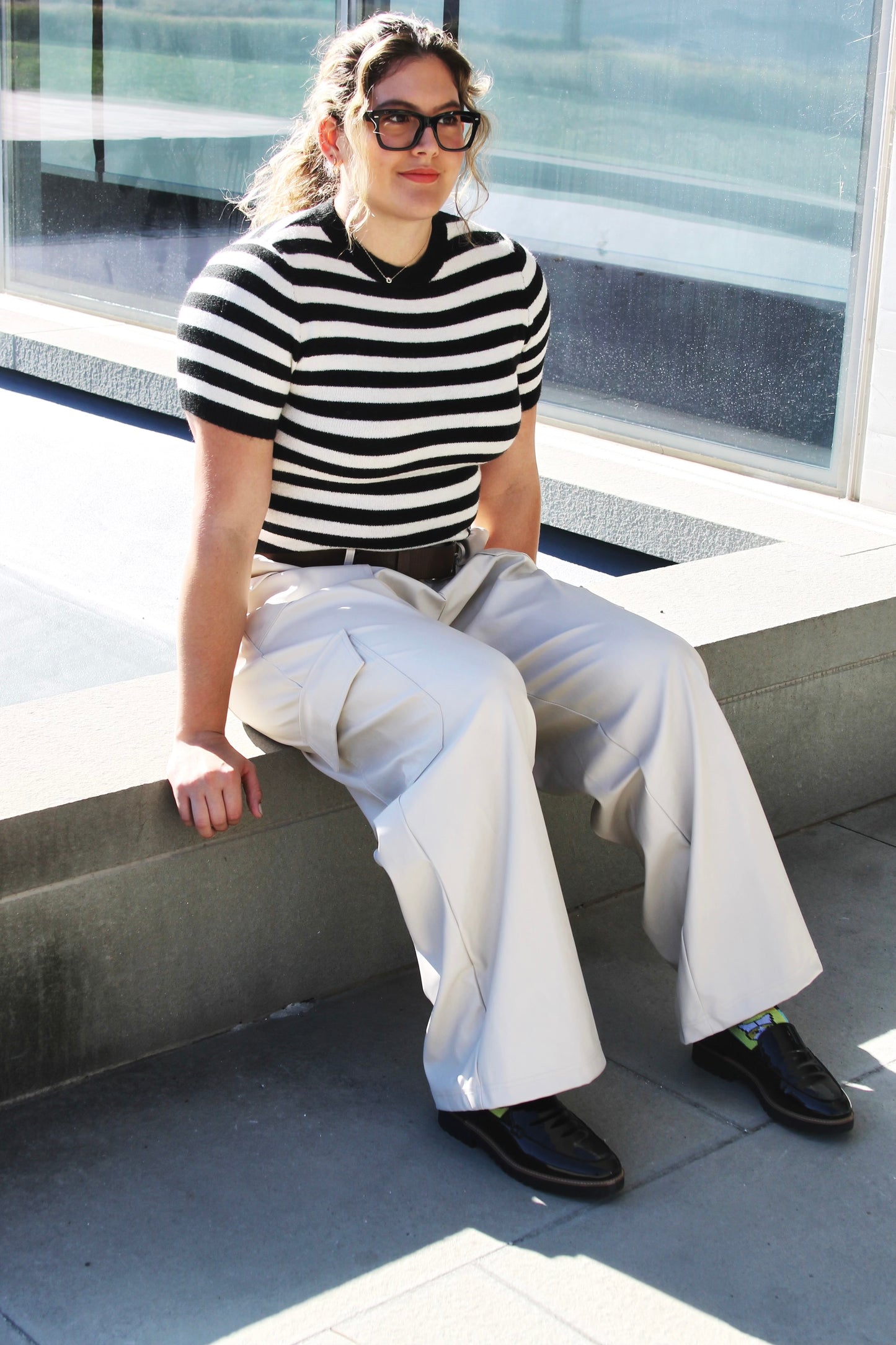 HIGH FREQUENCY faux leather + wide-leg cargo pants, 2XL