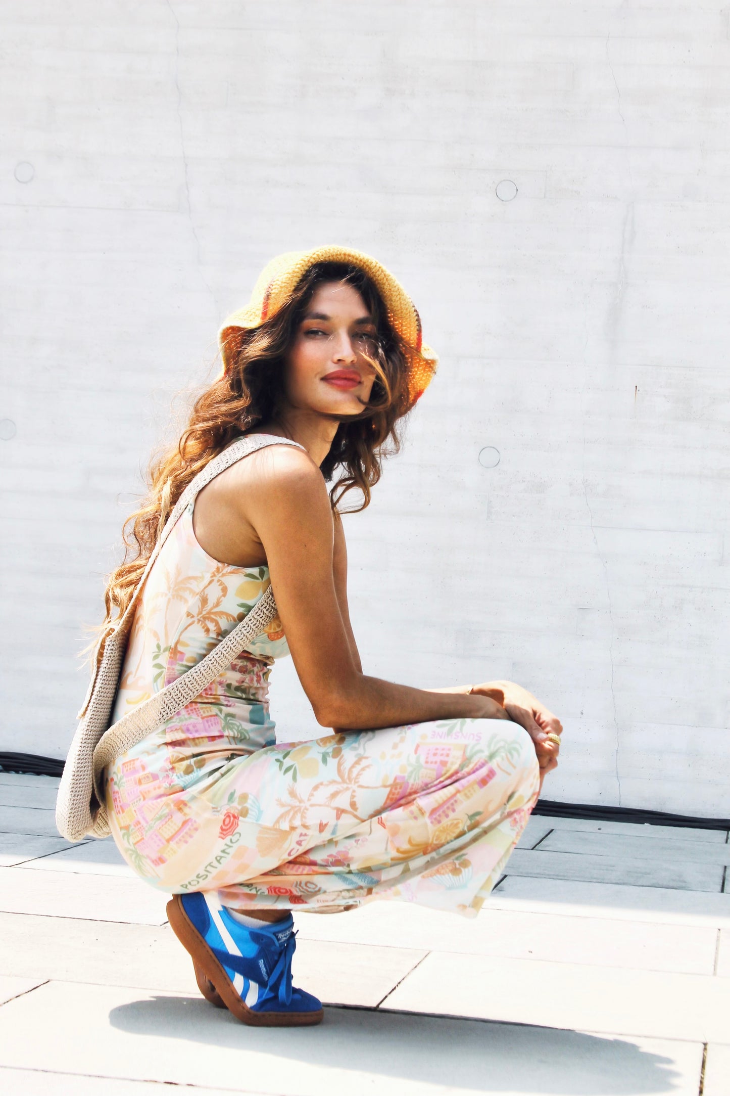 ONE-WAY TICKET super soft Italian inspired mesh midi dress, medium >> multi-Italian print