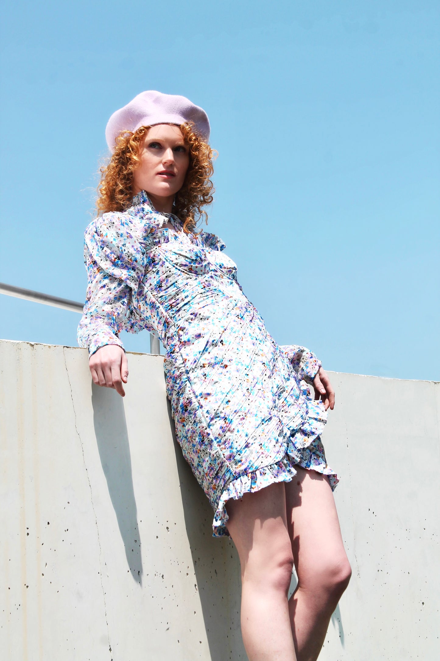 EDITORIAL floral ruched satin corset mini dress, size 8 *ASOS*