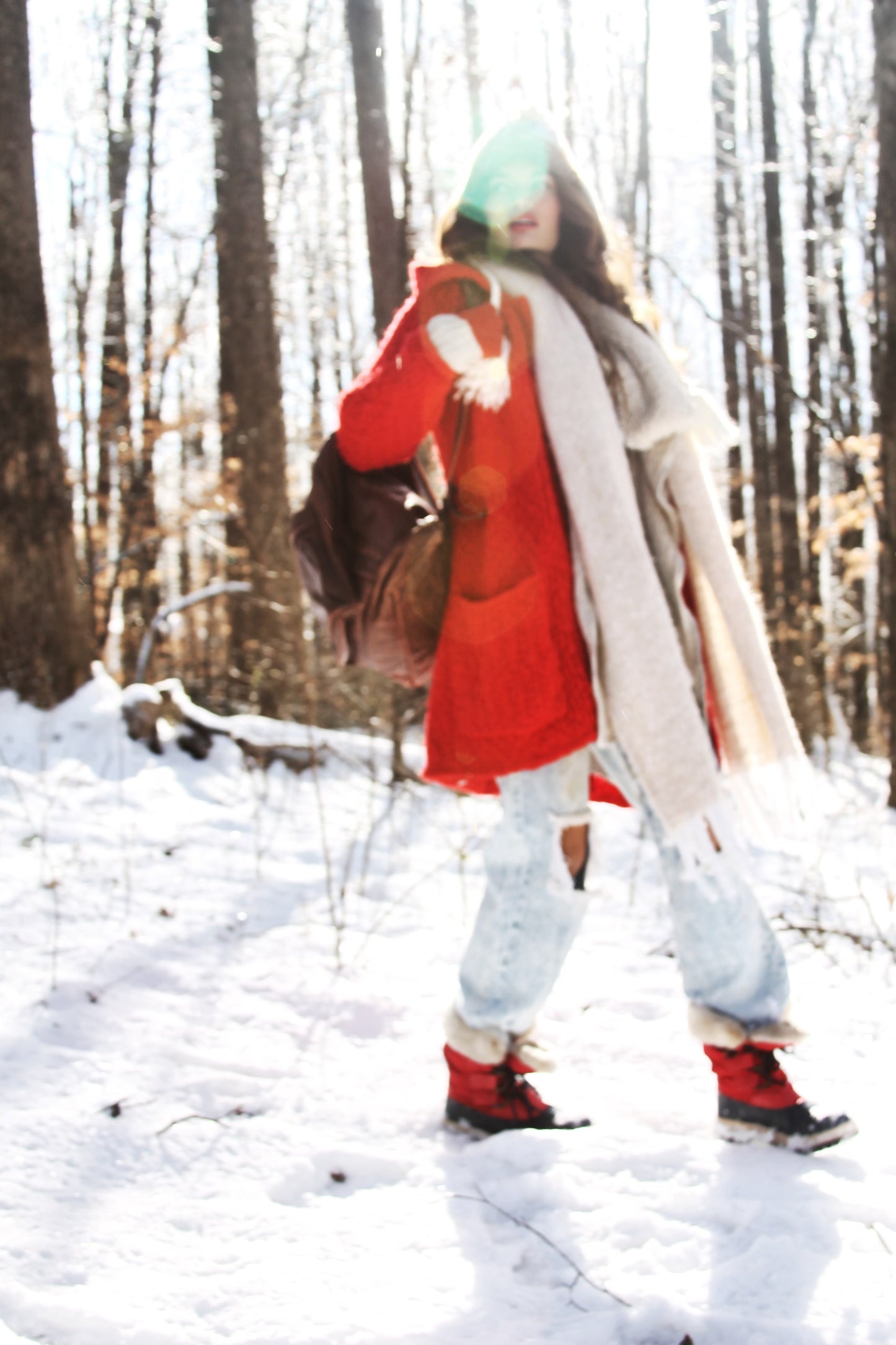 SNOW DAY chunky cable knit jacket *TRUE VINTAGE + FOXY FAVE* >> candy apple red