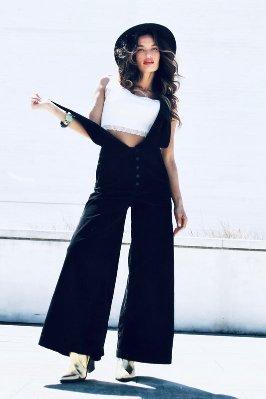 BLACK CAT velvet jumper, size 29, *FREE PEOPLE* >> midnight black