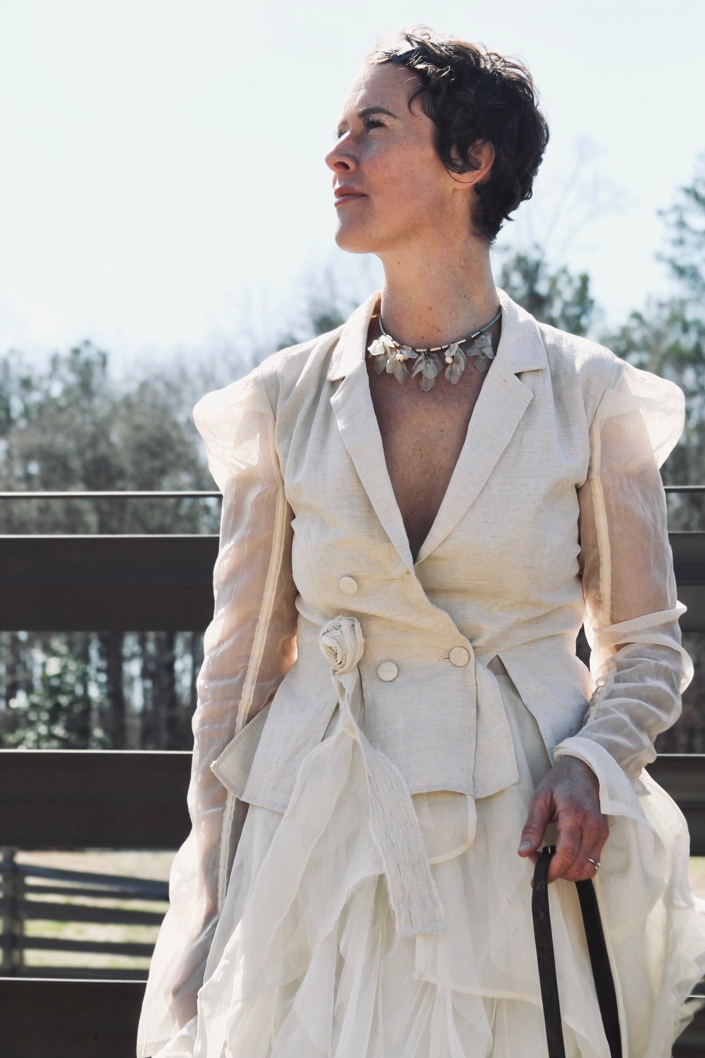 A BEAUTIFUL ENCOUNTER avant-garde + airy shirt blazer, large *VINTAGE + FOXY FAVE* >> buttercream