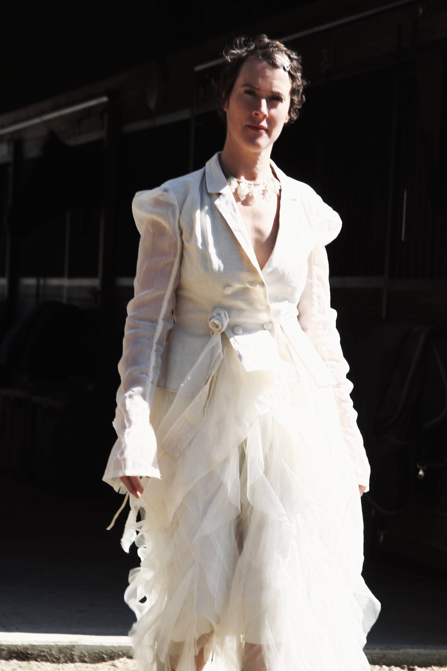 A BEAUTIFUL ENCOUNTER avant-garde + airy shirt blazer, large *VINTAGE + FOXY FAVE* >> buttercream