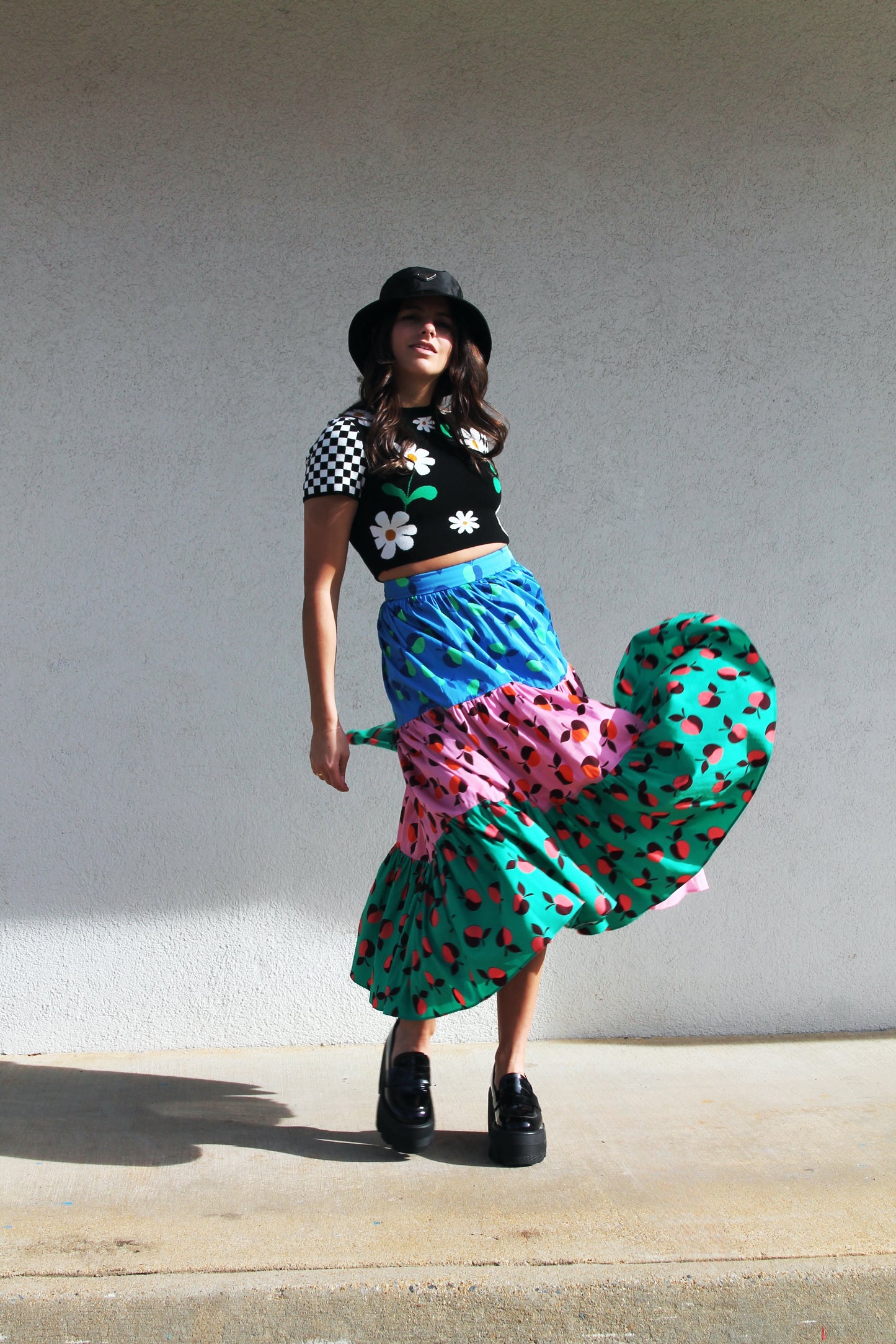 APPLE OF MY EYE color-block apple midi skirt, size 2 *KATE SPADE*