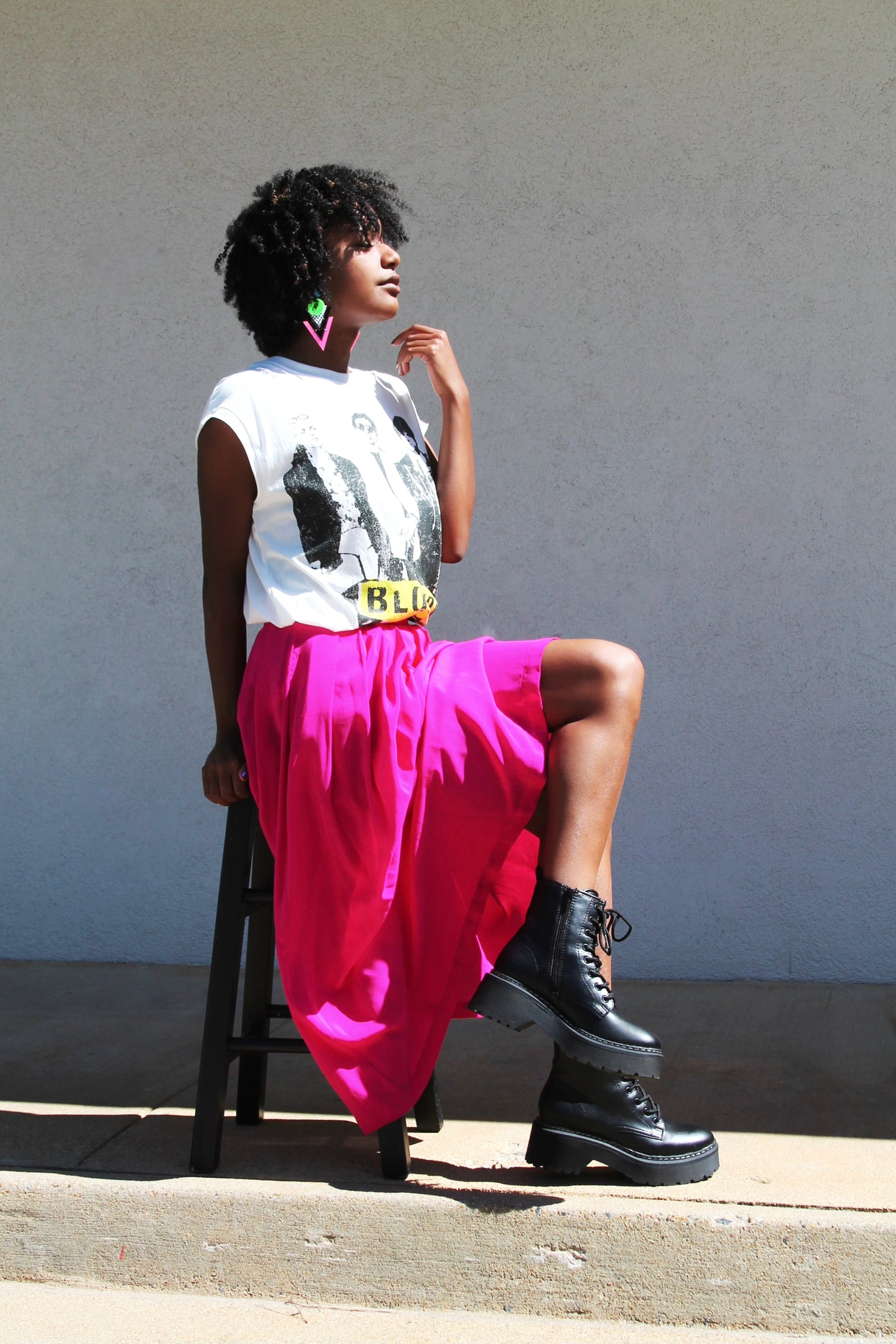 IN THE NEAR FUCHSIA pleated silk midi skirt, small/medium *VINTAGE •100% SILK*
