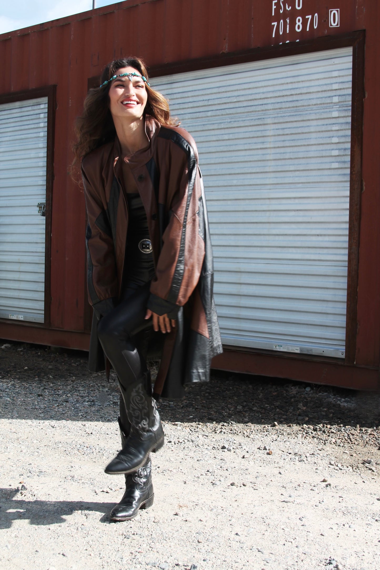FIERCE oversized two toned leather jacket, size XL *VINTAGE • GENUINE LEATHER*