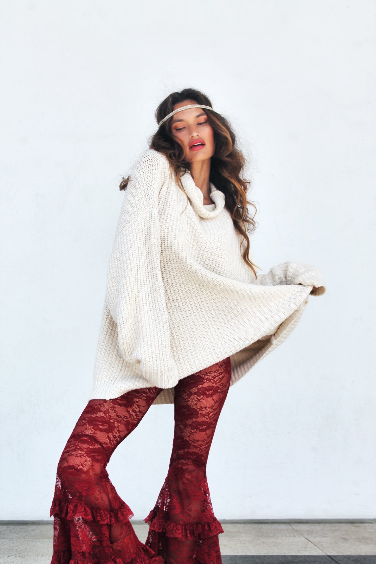 WILD OATS oversized knit sweater, XL *FREE PEOPLE* >> oatmeal