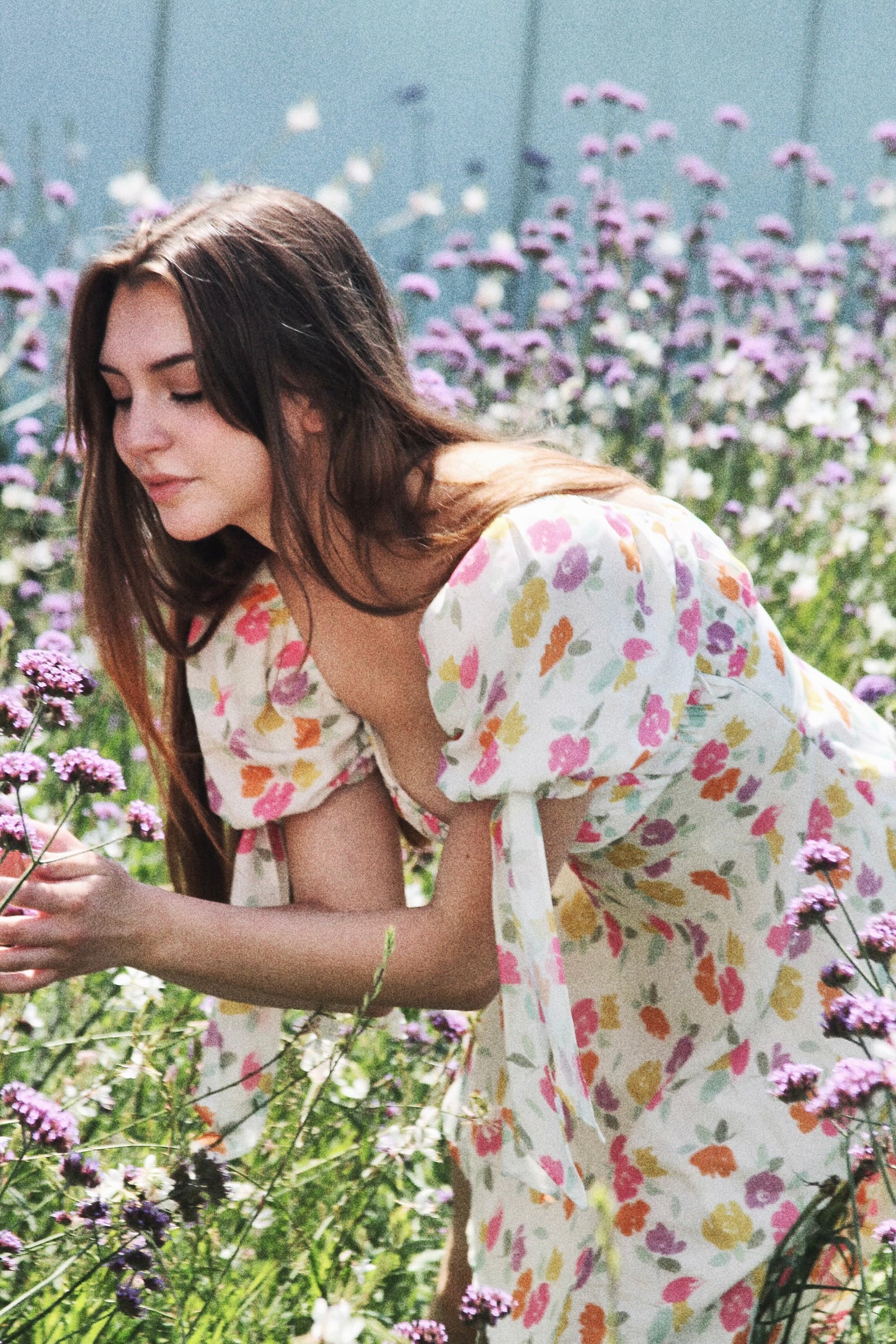 FORGET ME NOT asymmetrical + high-low floral dress, small >> white w/ floral print