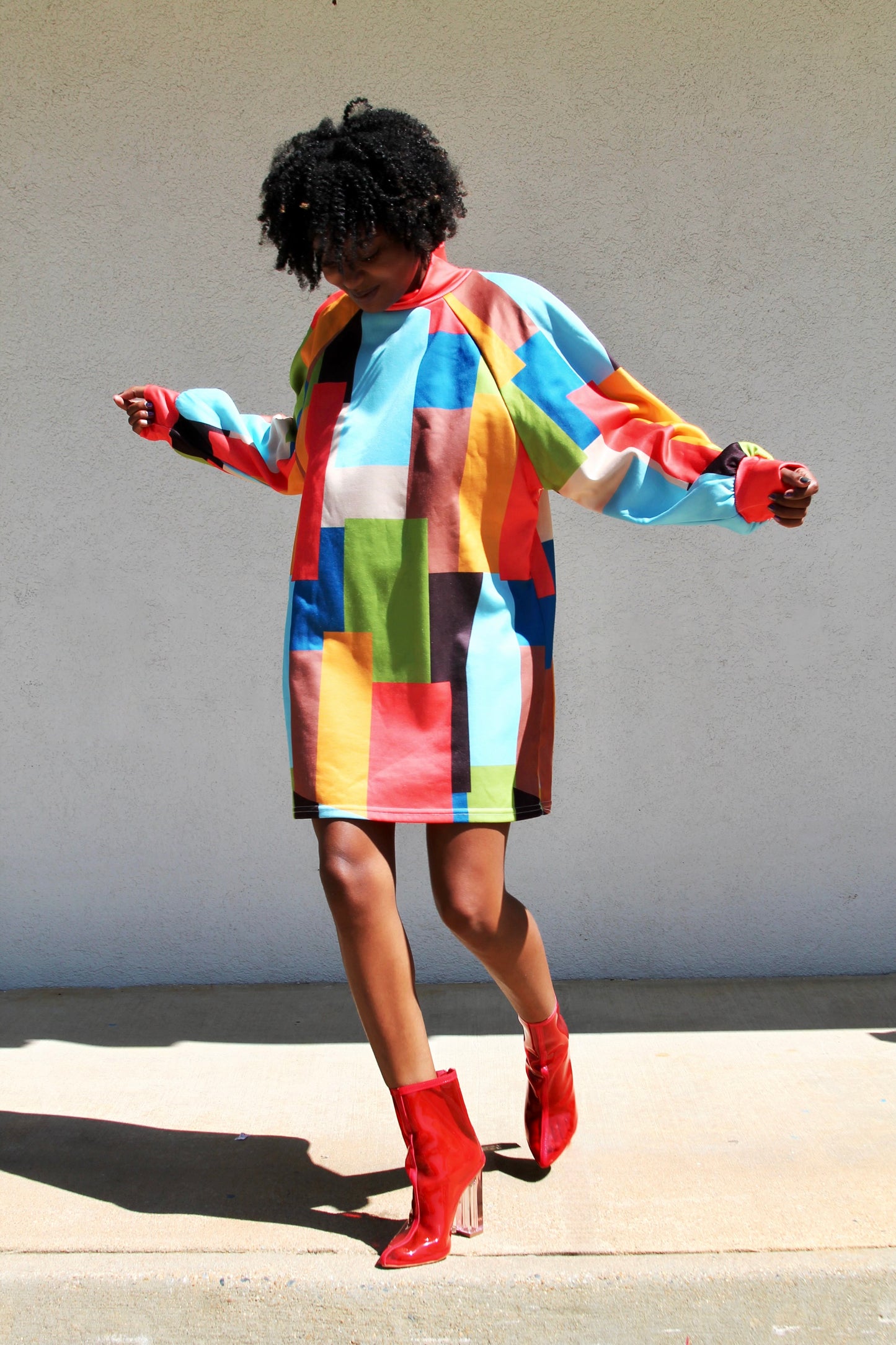 ATTRACT color-block mod sweater dress, XL