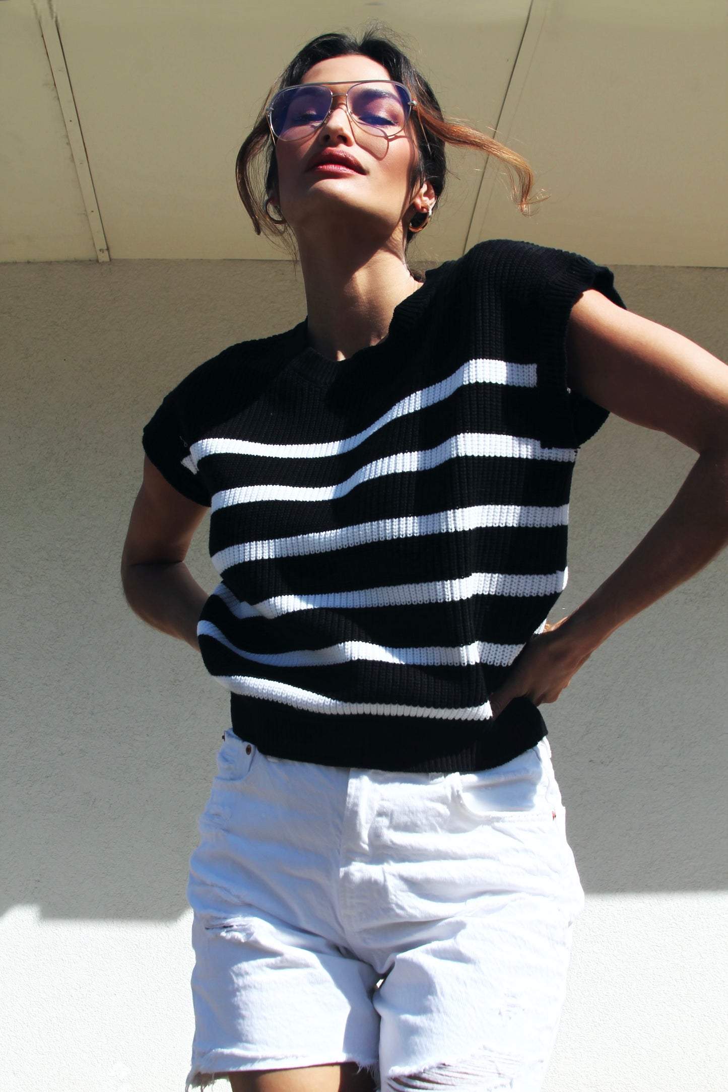 NEW CHAPTER striped knit top, medium