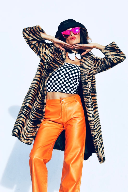 TIGER QUEEN faux fur + tiger print coat *TRUE VINTAGE* and absolutely ONE OF A KIND