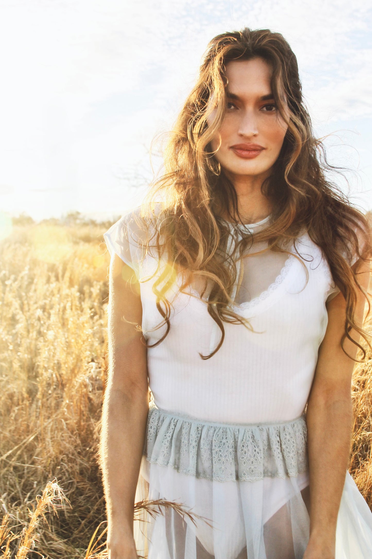 MEMORIES OF THE SUN completely sheer midi dress *FOXY FAVE* in antique blue