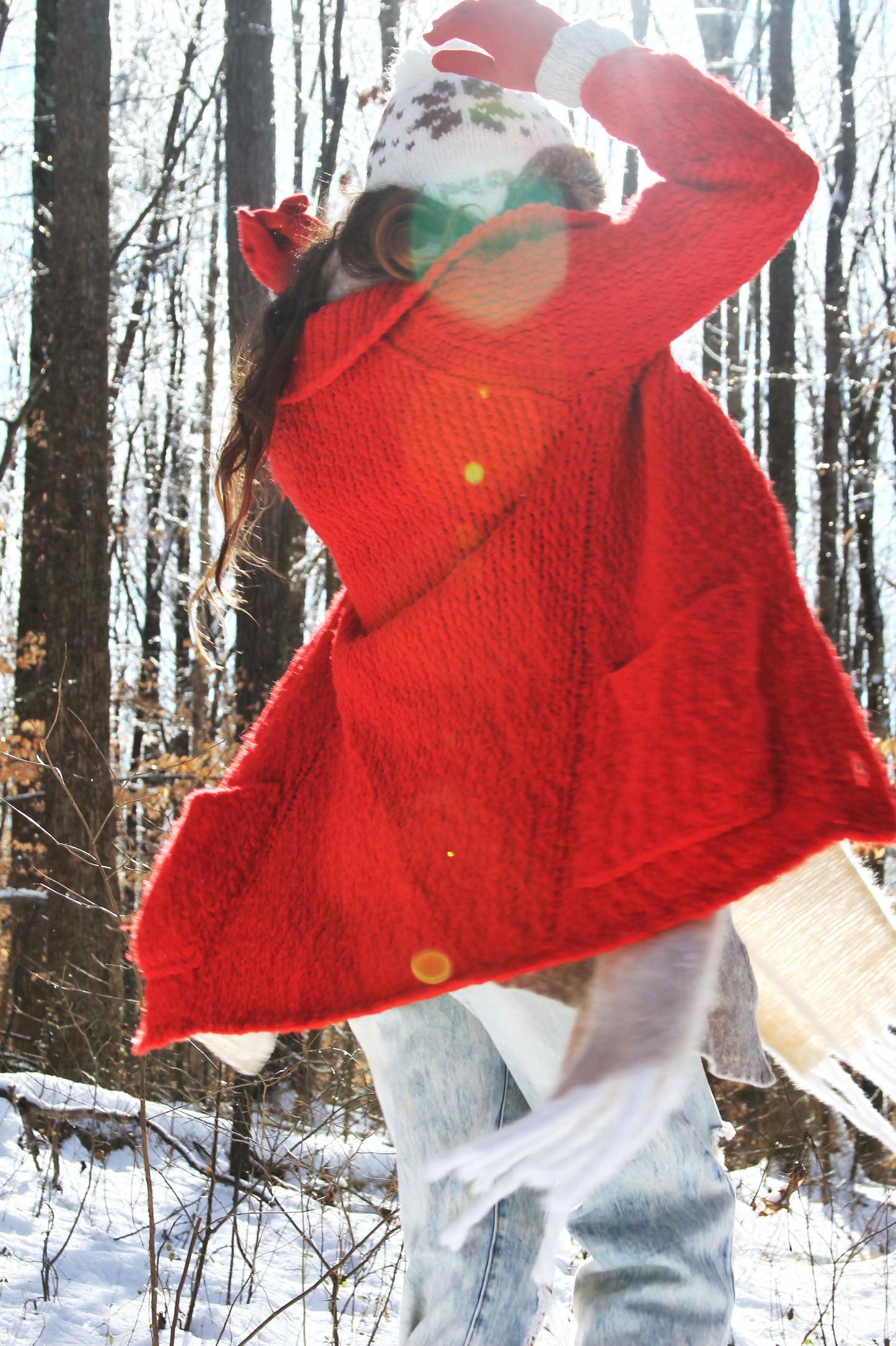SNOW DAY chunky cable knit jacket *TRUE VINTAGE + FOXY FAVE* >> candy apple red
