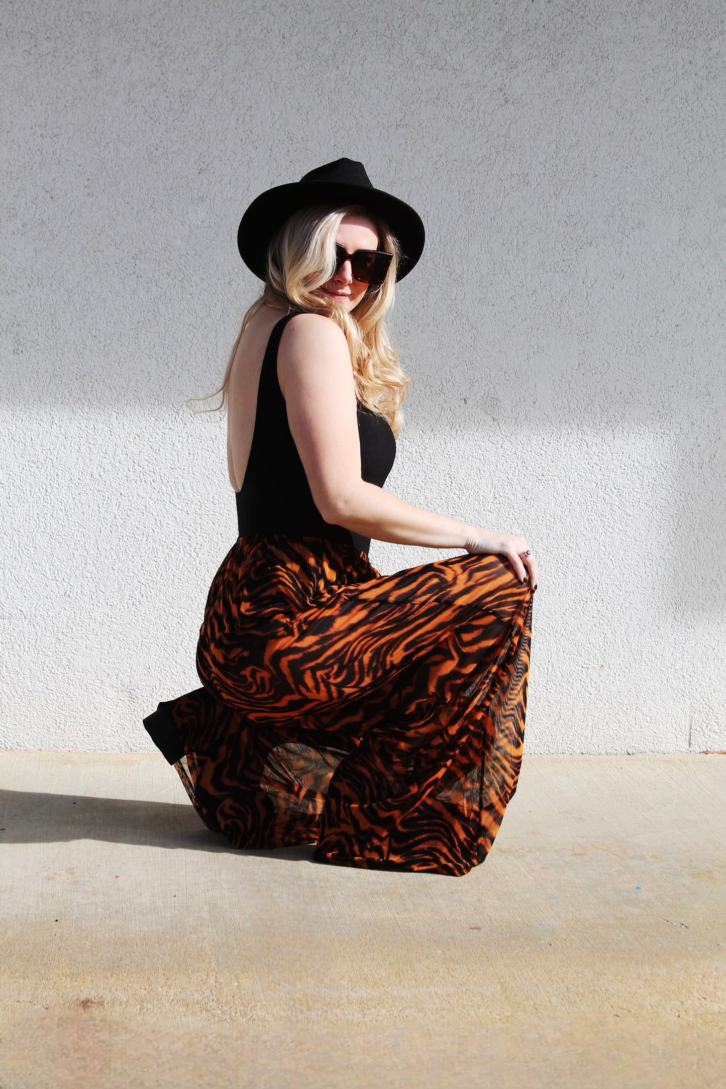 HEAR ME ROAR sheer tiger stripe trousers, medium