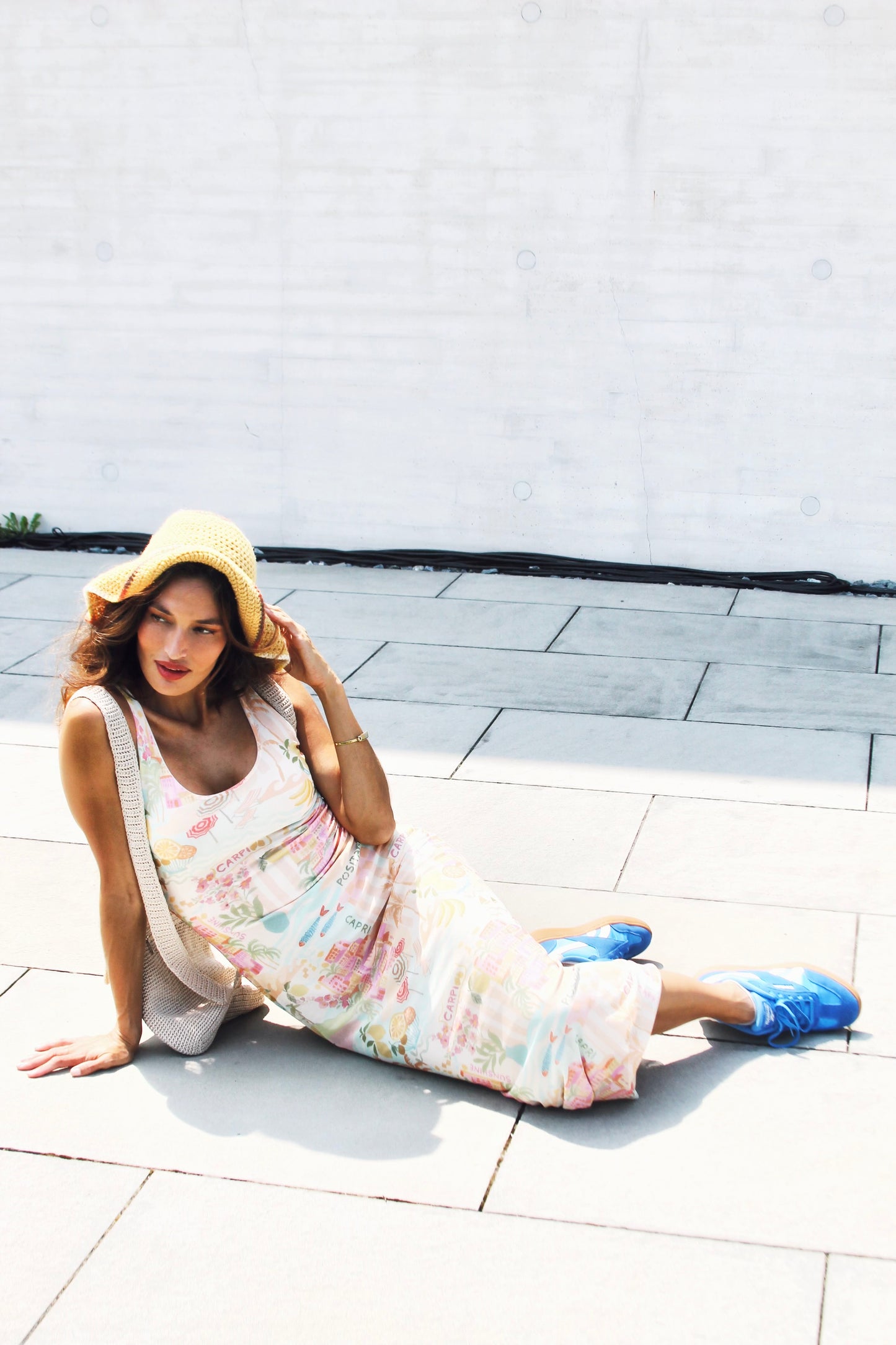 ONE-WAY TICKET super soft Italian inspired mesh midi dress, medium >> multi-Italian print