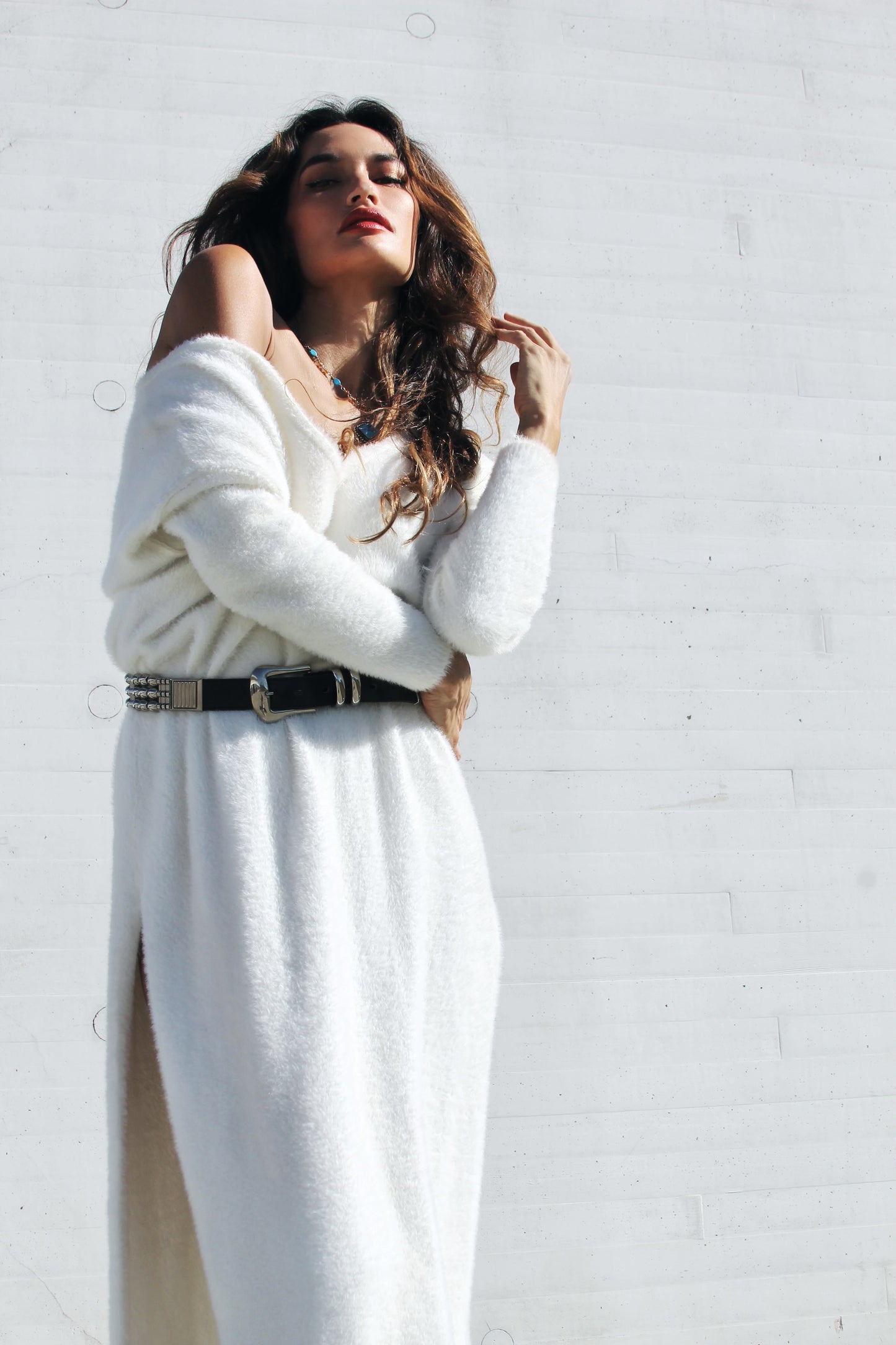CAPRICORN SZN 3.0 fuzzy maxi sweater dress *FREE PEOPLE* >> cream