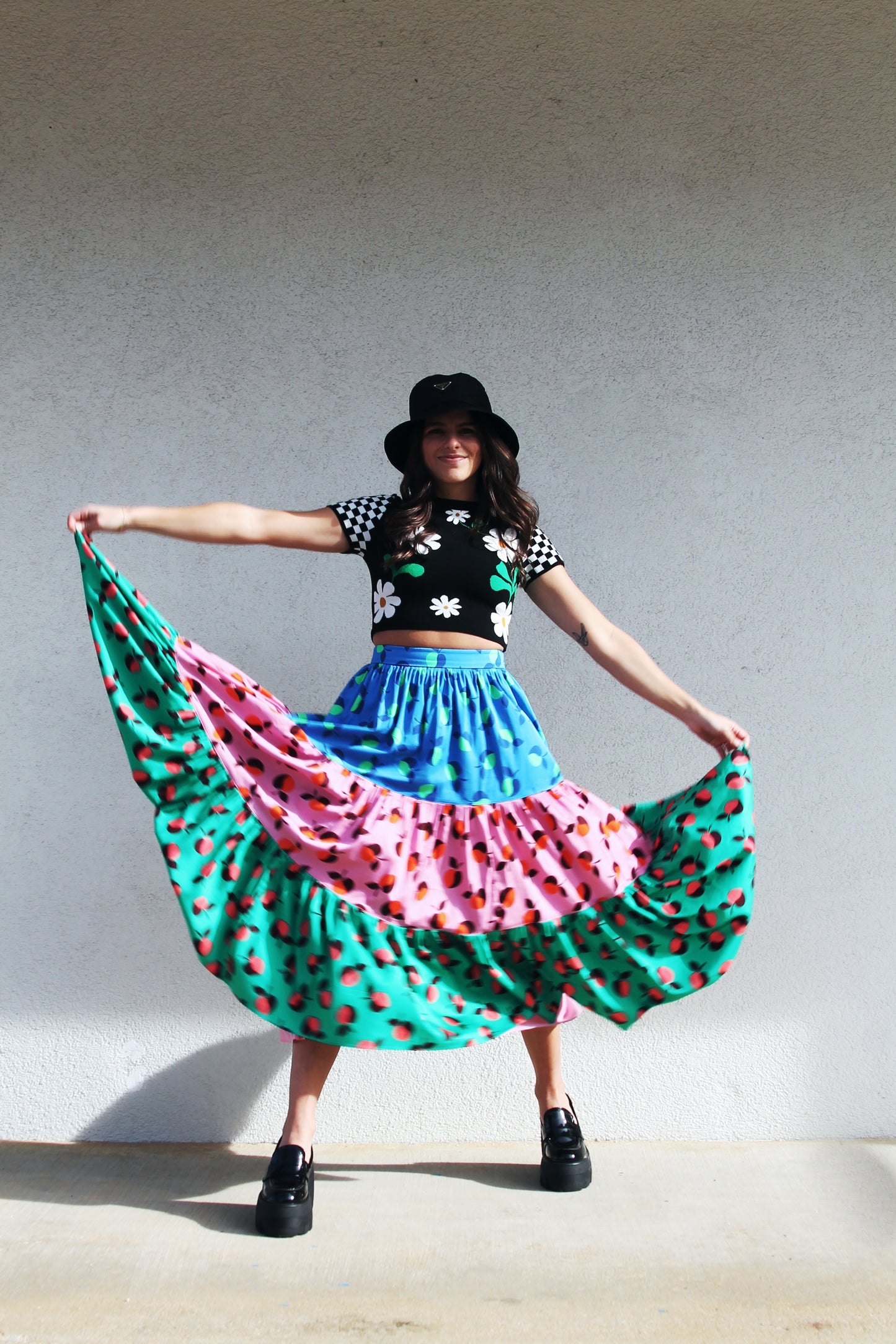 APPLE OF MY EYE color-block apple midi skirt, size 2 *KATE SPADE*
