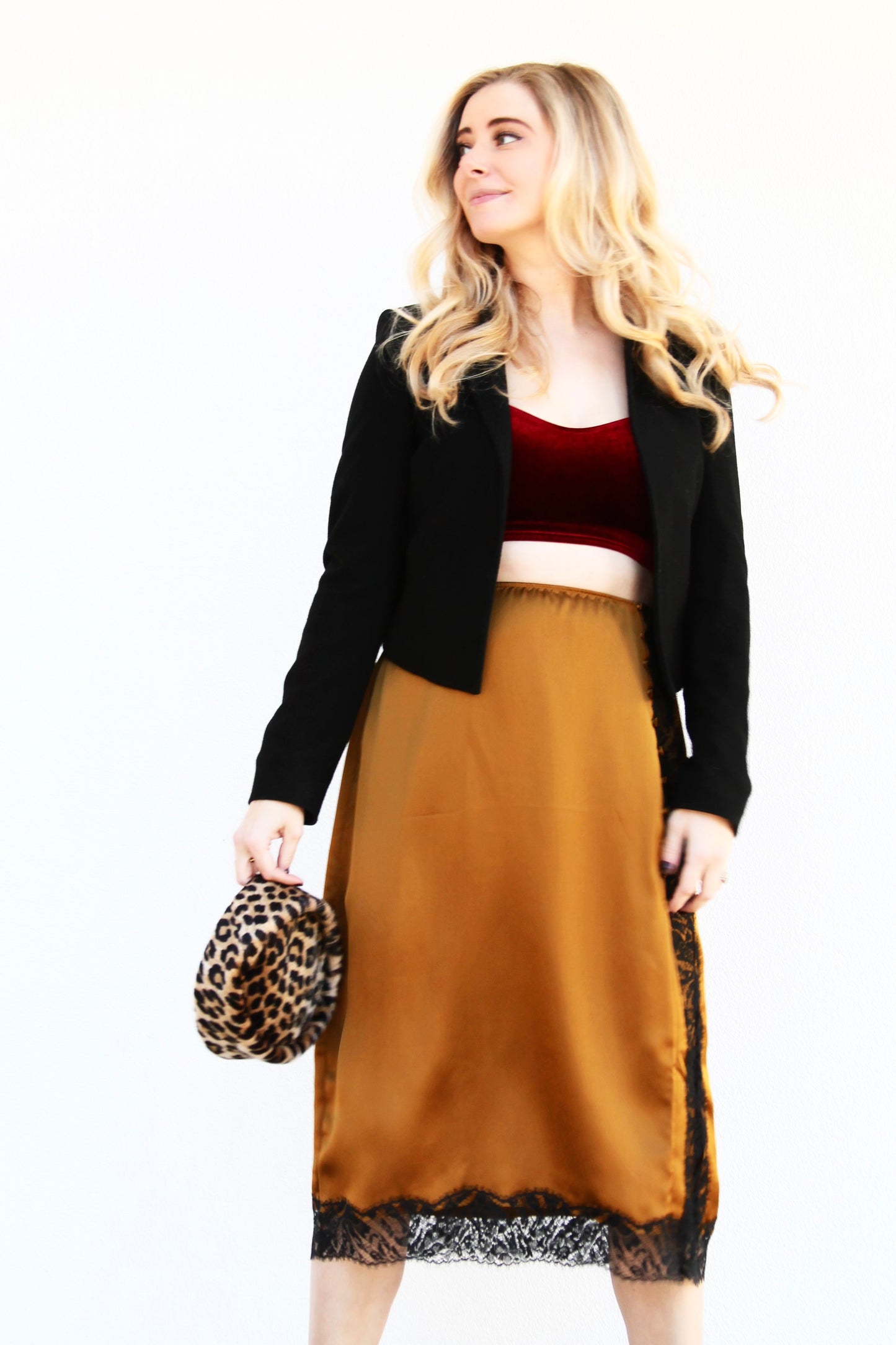 MANHATTAN GLOW satin + lace midi skirt, large *VICTORIA’S SECRET*