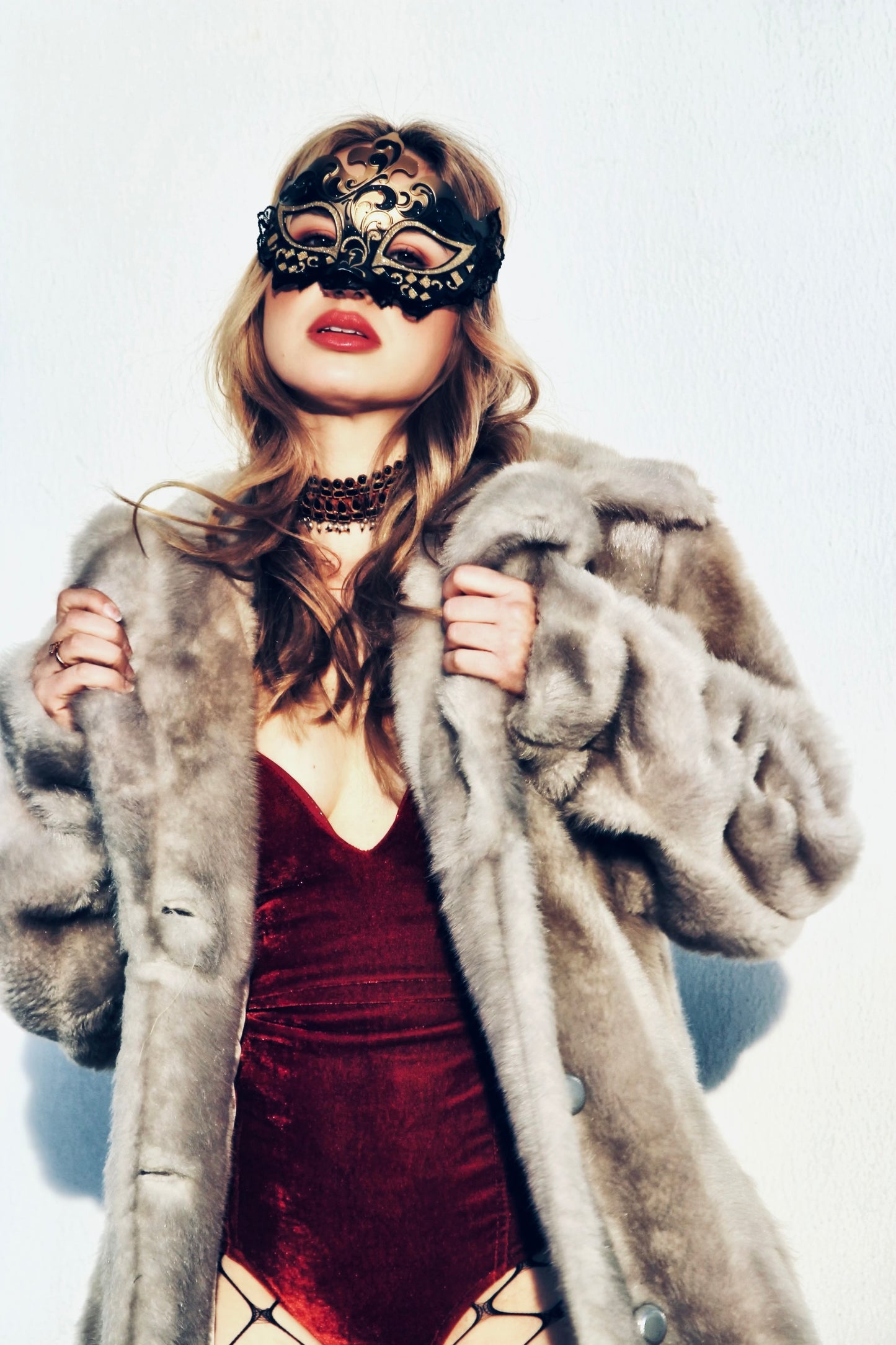 PANDORA’S BOX faux fur + duster trench coat *VINTAGE +FOXY FAVE* >> stone grey