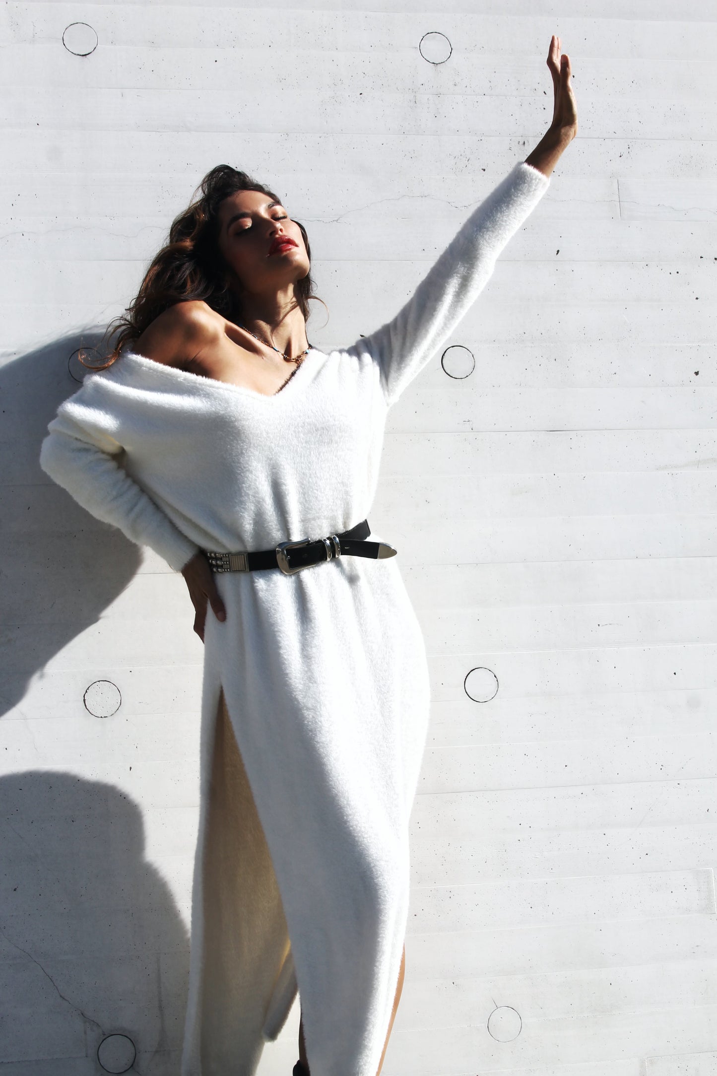CAPRICORN SZN 3.0 fuzzy maxi sweater dress *FREE PEOPLE* >> cream