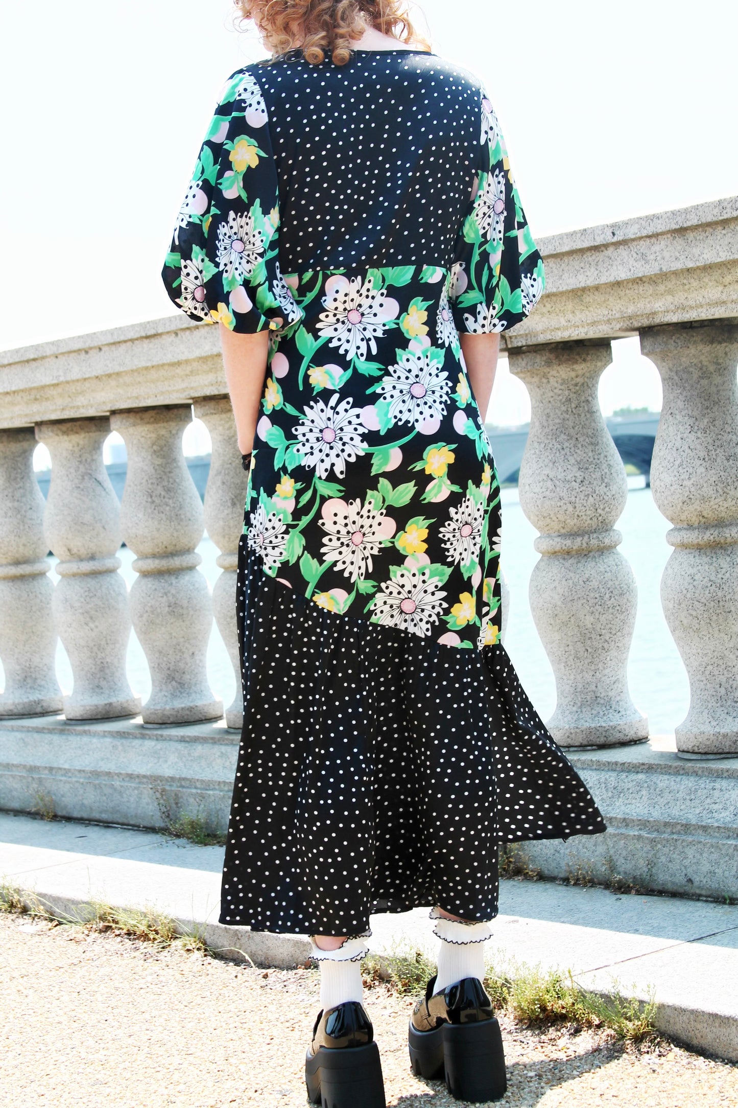 BONJOUR satin puff sleeve euro inspired midi dress, size 6 *ASOS*