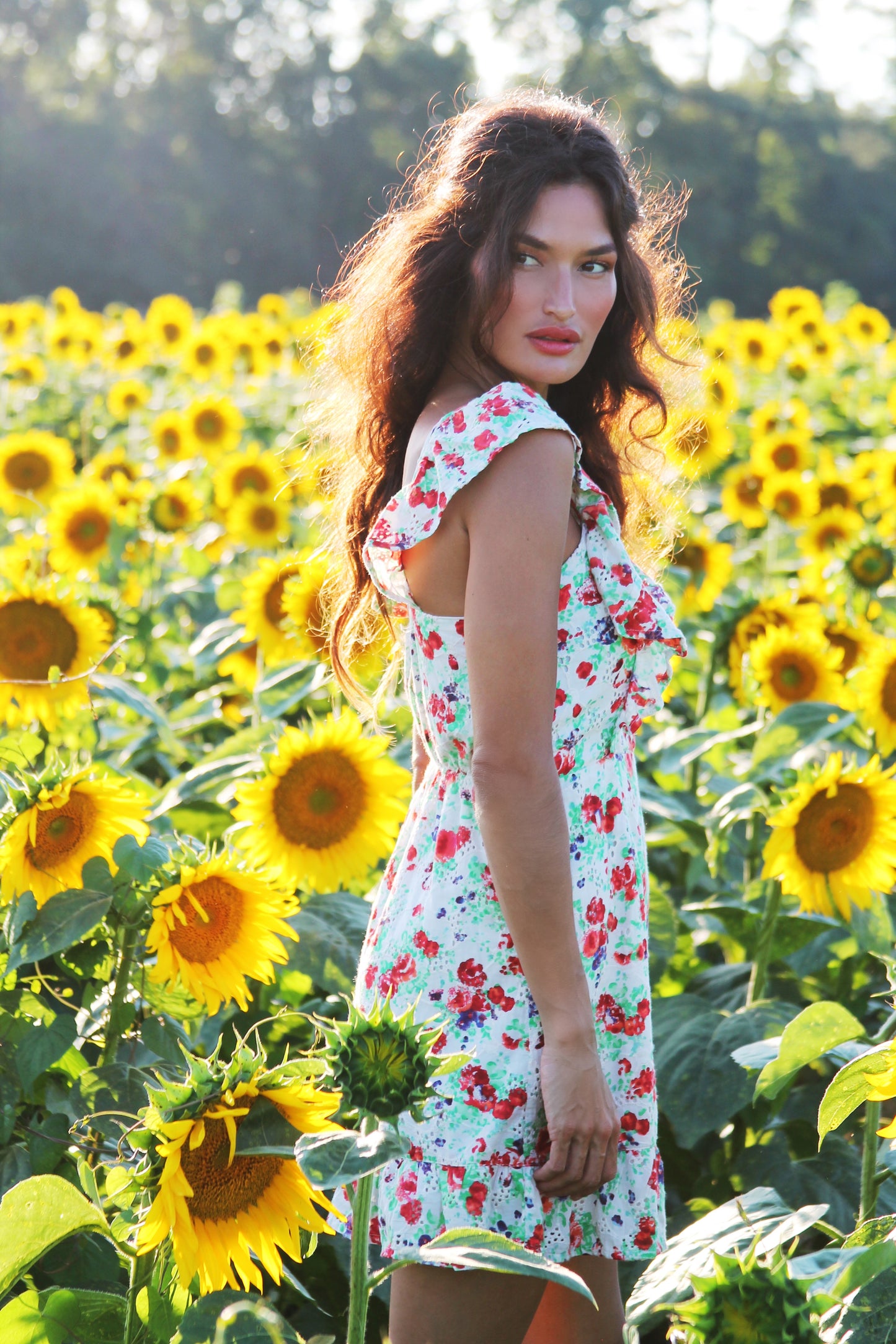 FLOWER FIELDS eyelet embroidered floral sundress, XS