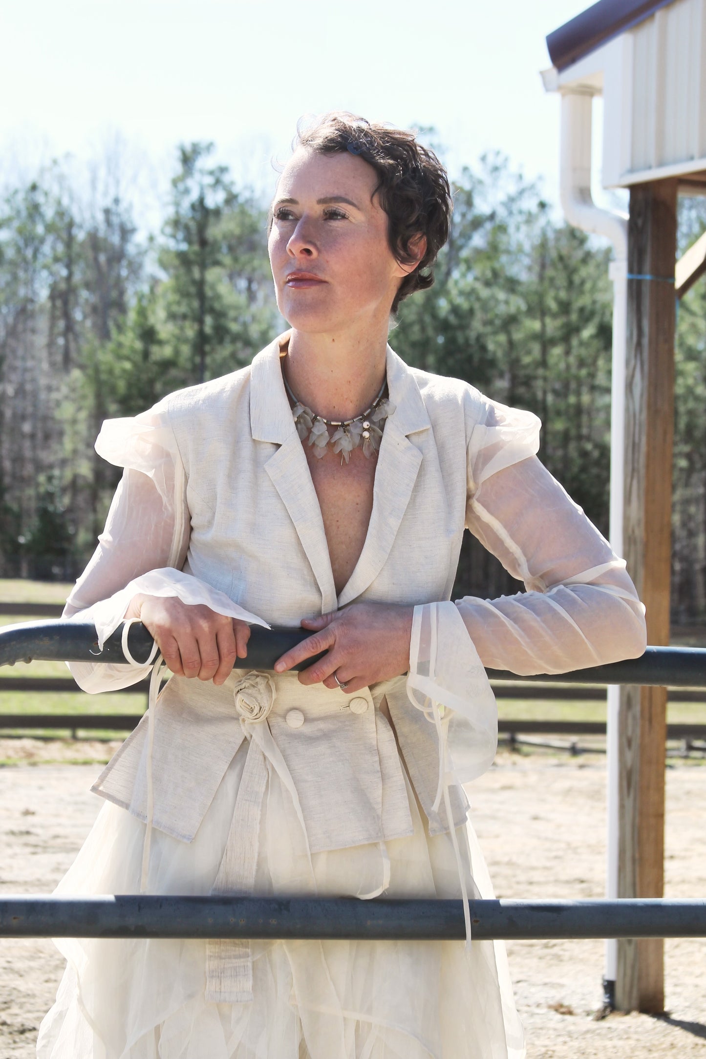 A BEAUTIFUL ENCOUNTER avant-garde + airy shirt blazer, large *VINTAGE + FOXY FAVE* >> buttercream