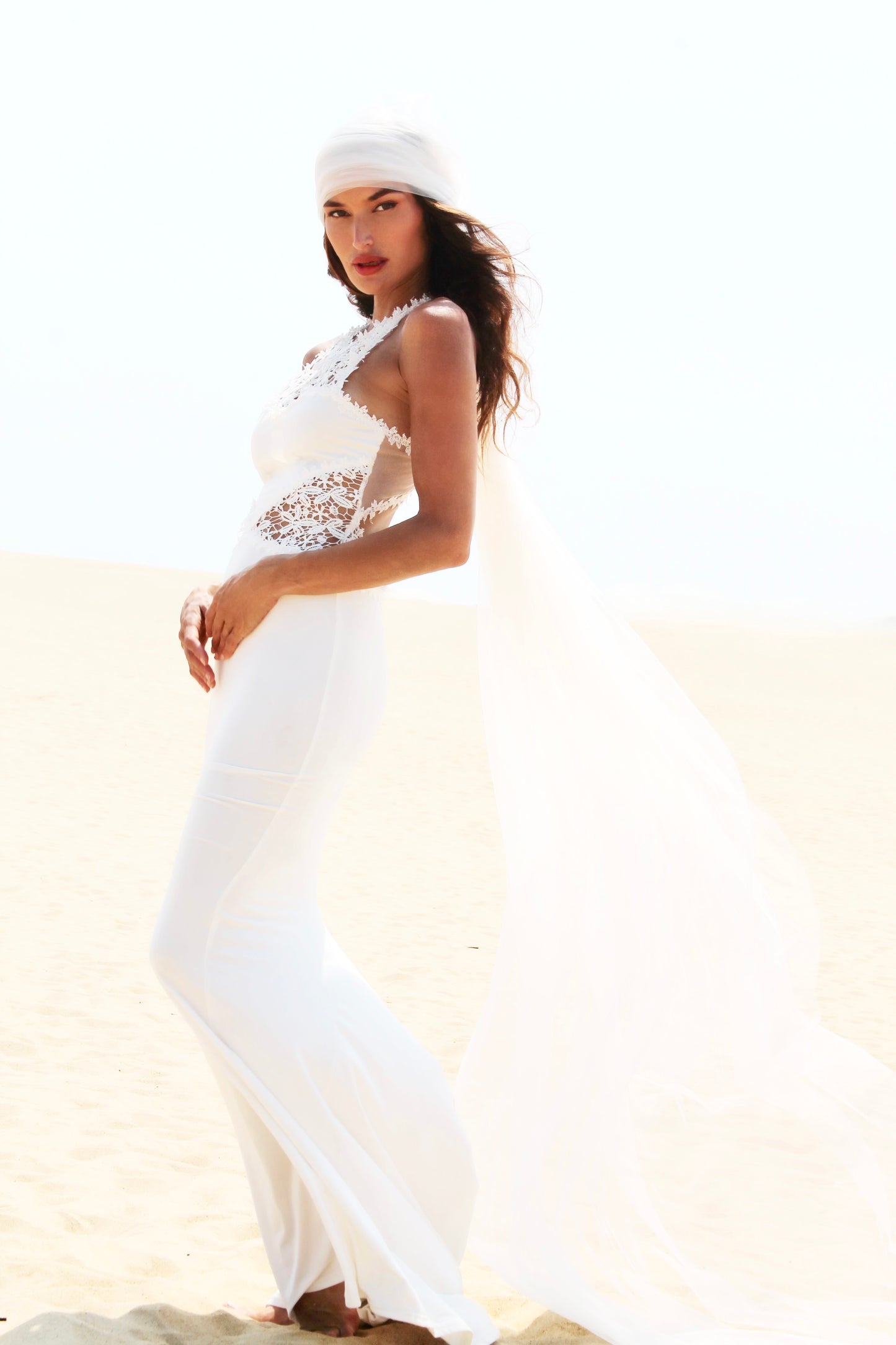OPEN SKY mermaid maxi dress with lace detail, small