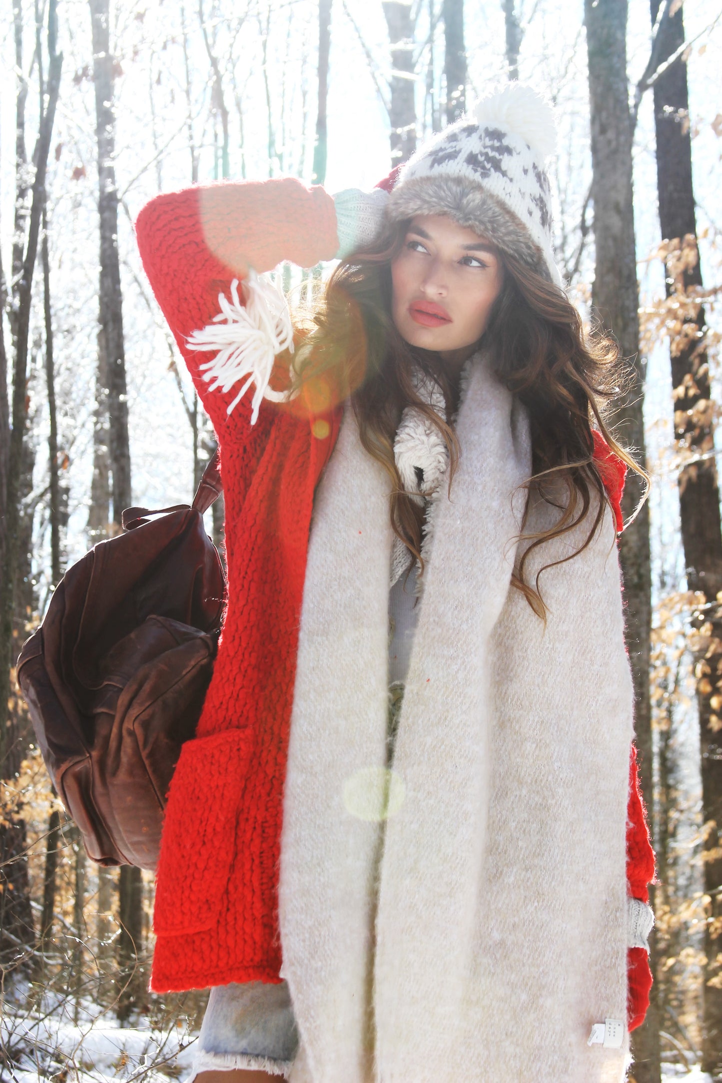SNOW DAY chunky cable knit jacket *TRUE VINTAGE + FOXY FAVE* >> candy apple red