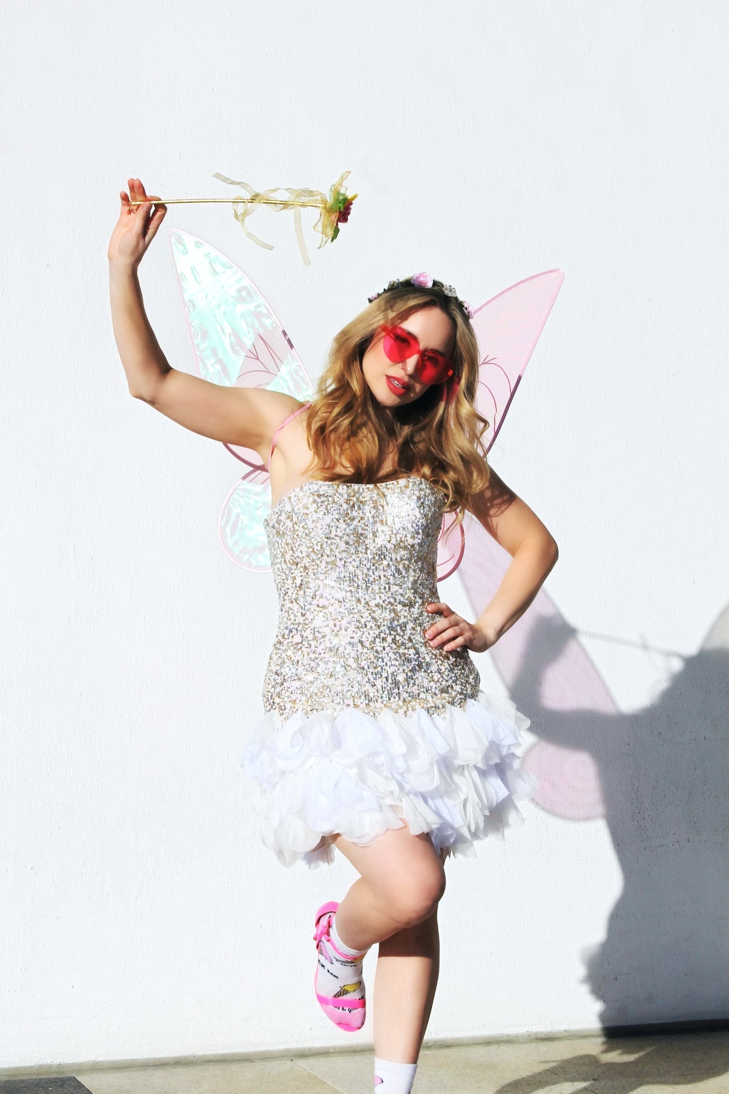 FOXY GODMOTHER sequin + tiered feather-like ruffle mini party dress, size 10 *VINTAGE + 100% SILK*