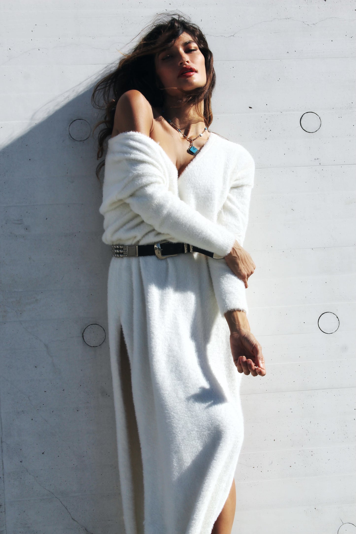 CAPRICORN SZN 3.0 fuzzy maxi sweater dress *FREE PEOPLE* >> cream