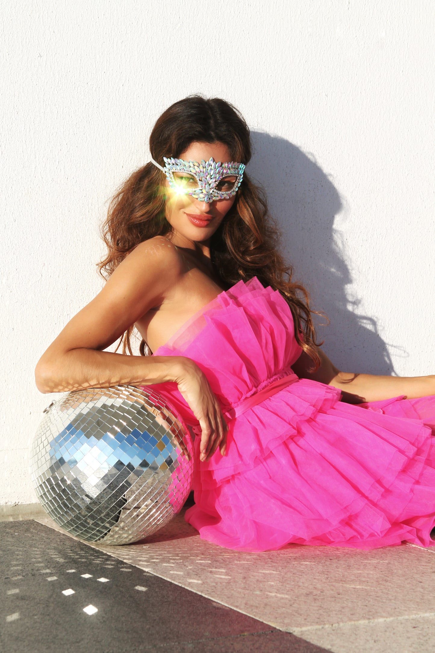 PINK FRIDAY hot pink • tulle • ruffle mini dress, medium