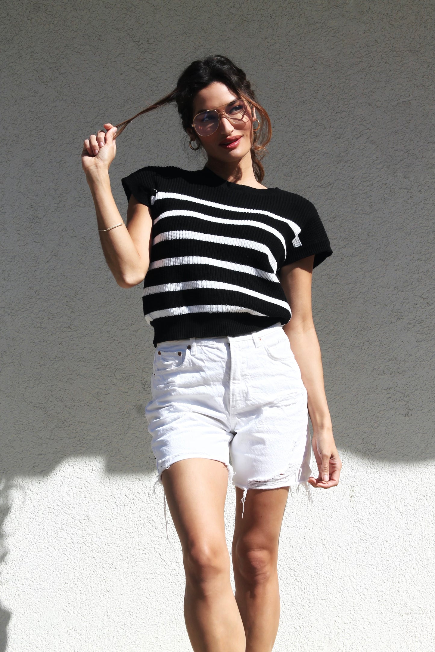 NEW CHAPTER striped knit top, medium