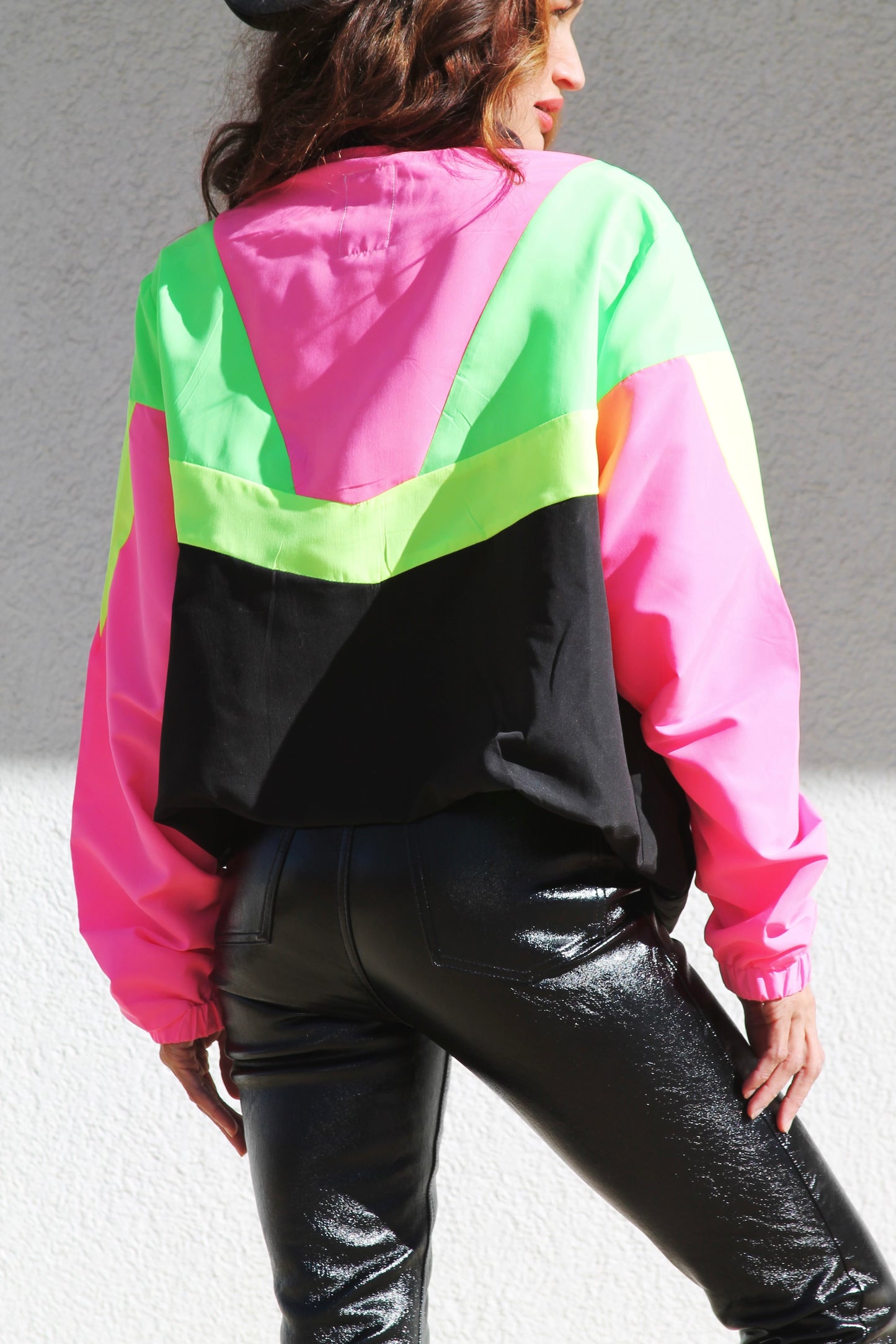 JUST SAYIN’ retro color-block windbreaker, large