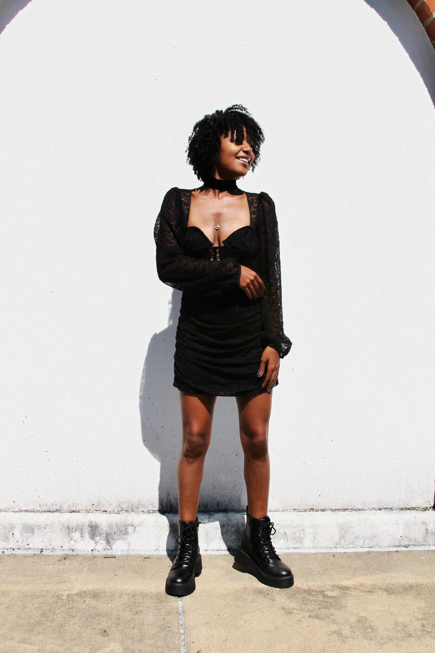 CAPRICORN SZN 2.0 corset open back lace sexy mini dress, medium