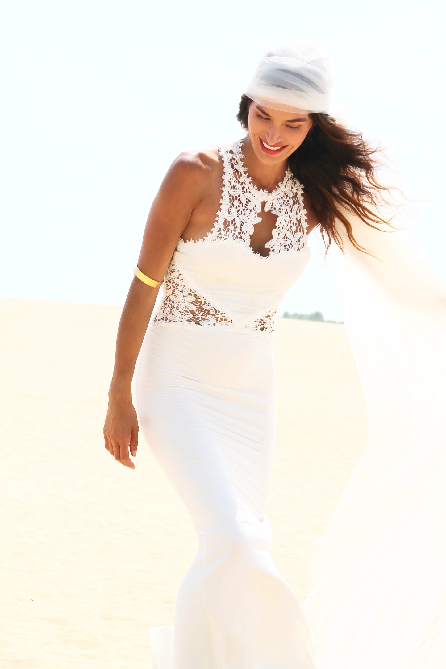 OPEN SKY mermaid maxi dress with lace detail, small