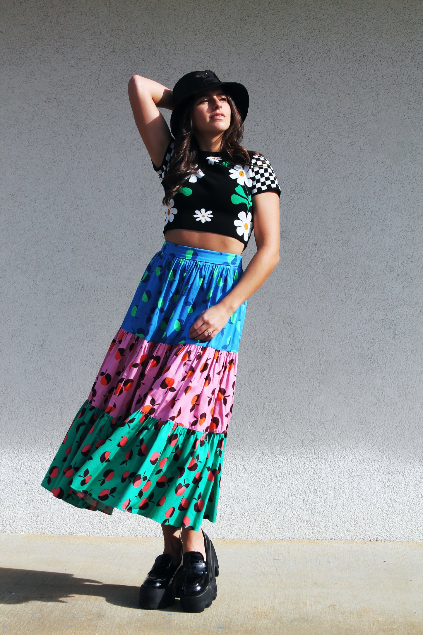 APPLE OF MY EYE color-block apple midi skirt, size 2 *KATE SPADE*