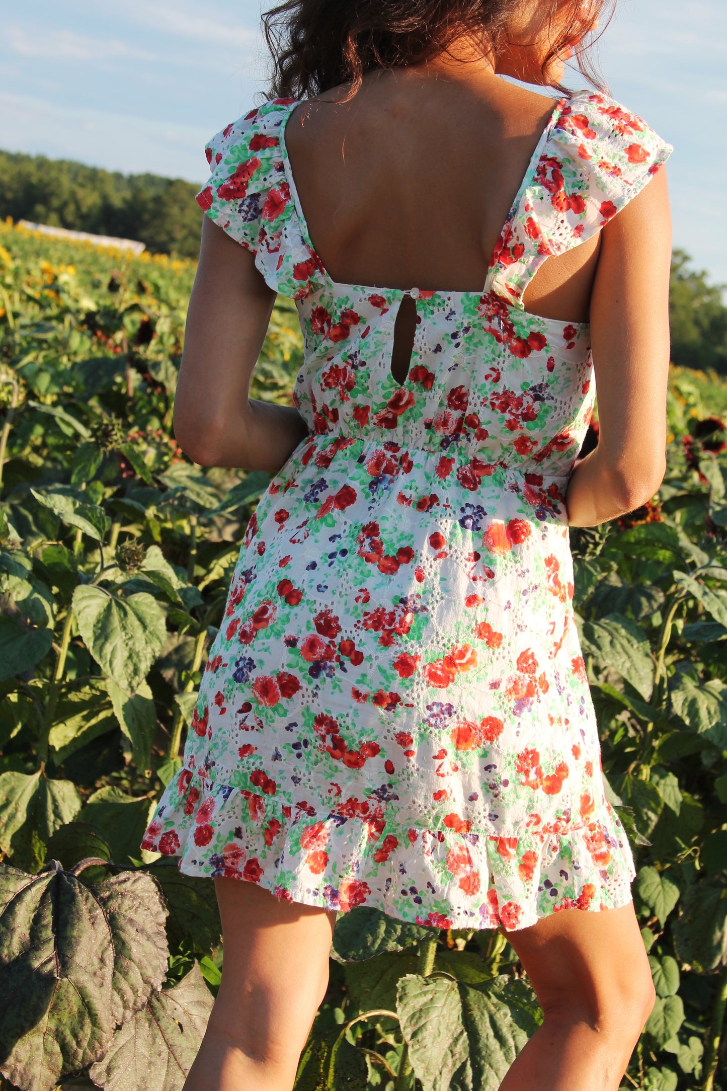 FLOWER FIELDS eyelet embroidered floral sundress, XS