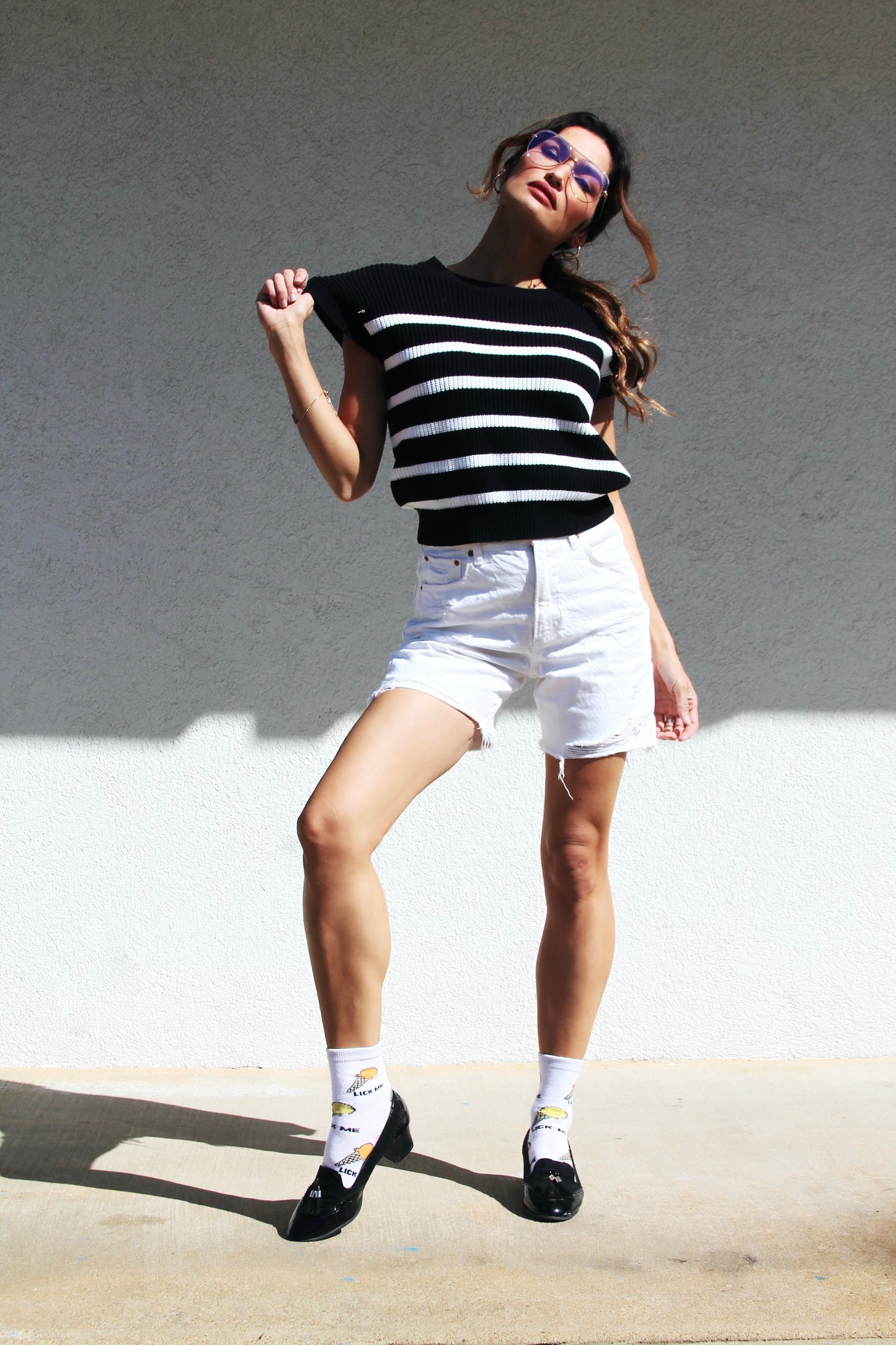 NEW CHAPTER striped knit top, medium