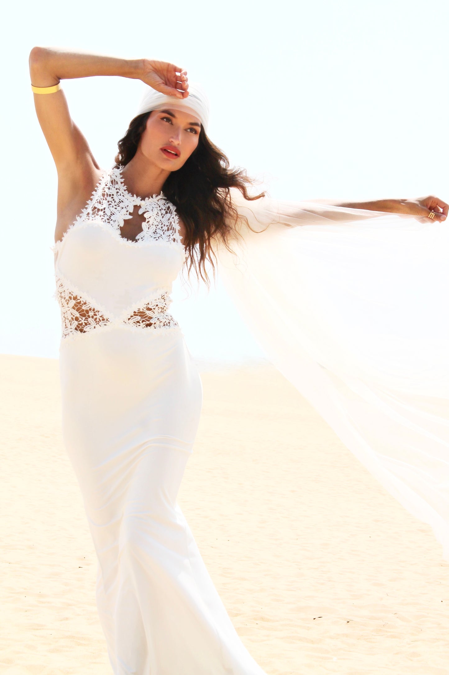 OPEN SKY mermaid maxi dress with lace detail, small