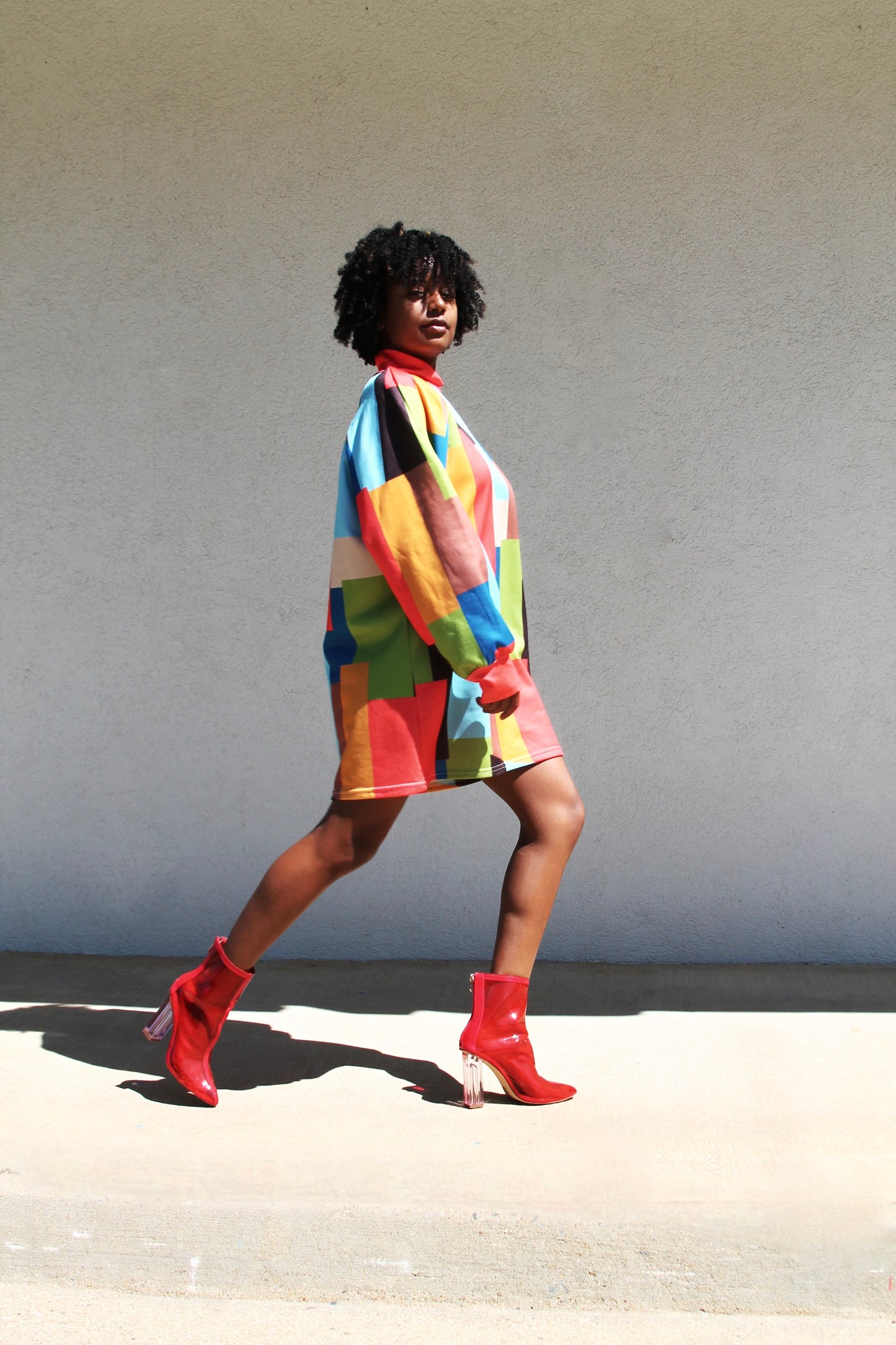 ATTRACT color-block mod sweater dress, XL