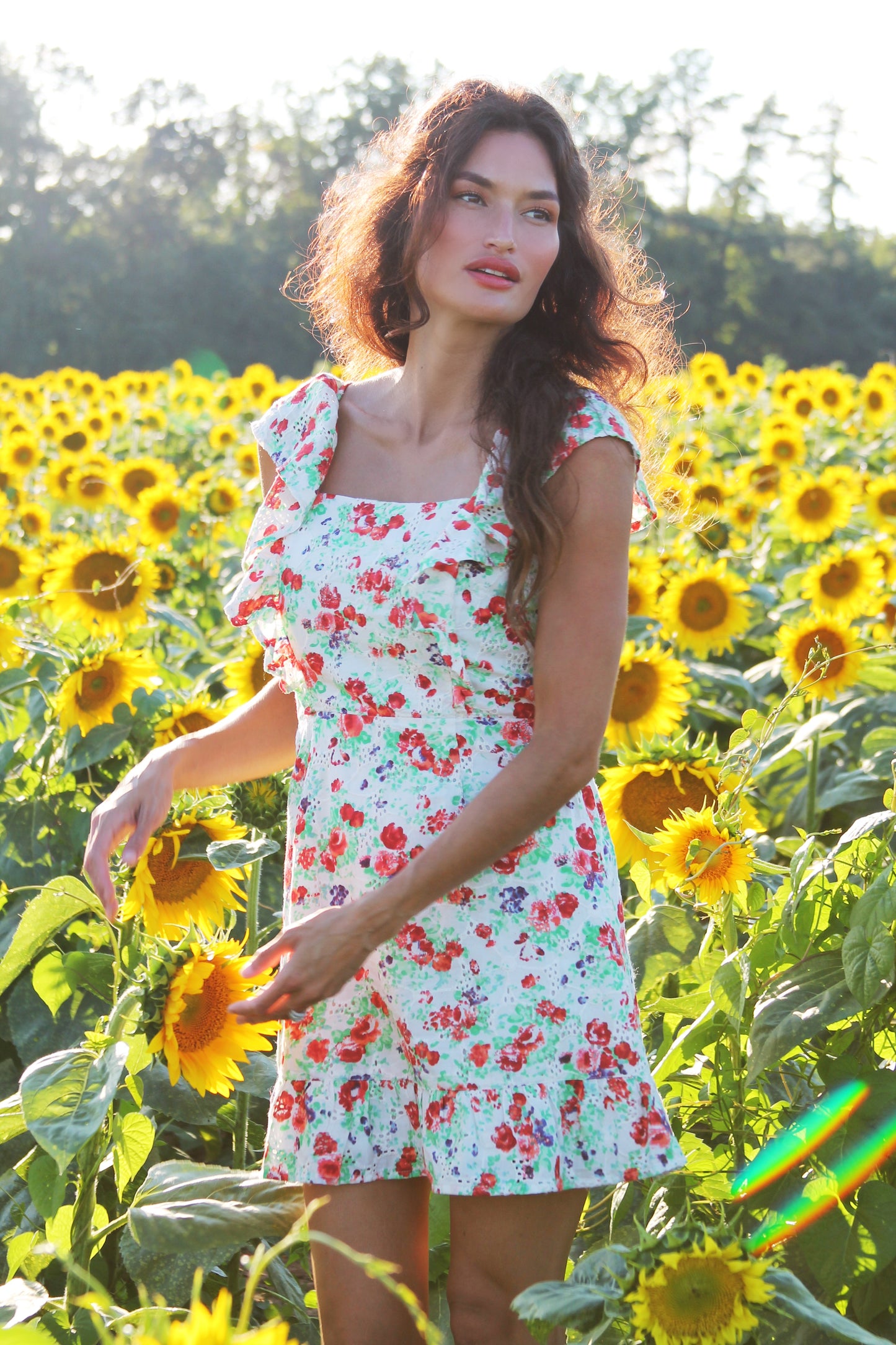 FLOWER FIELDS eyelet embroidered floral sundress, XS