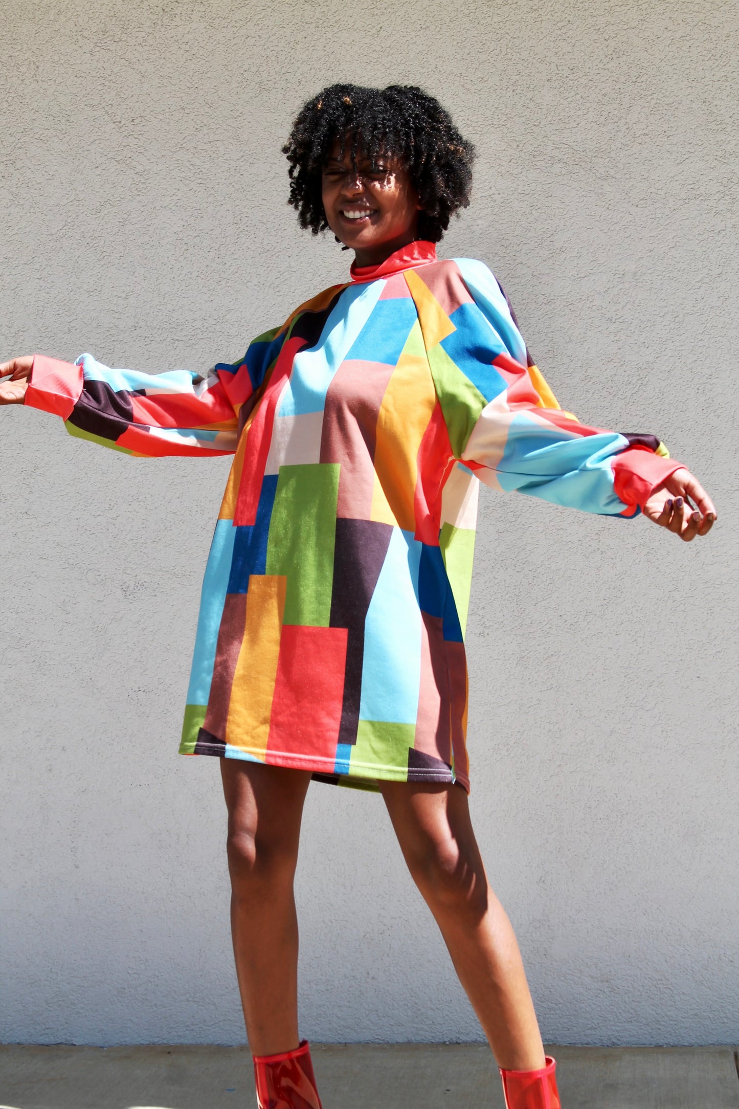 ATTRACT color-block mod sweater dress, XL