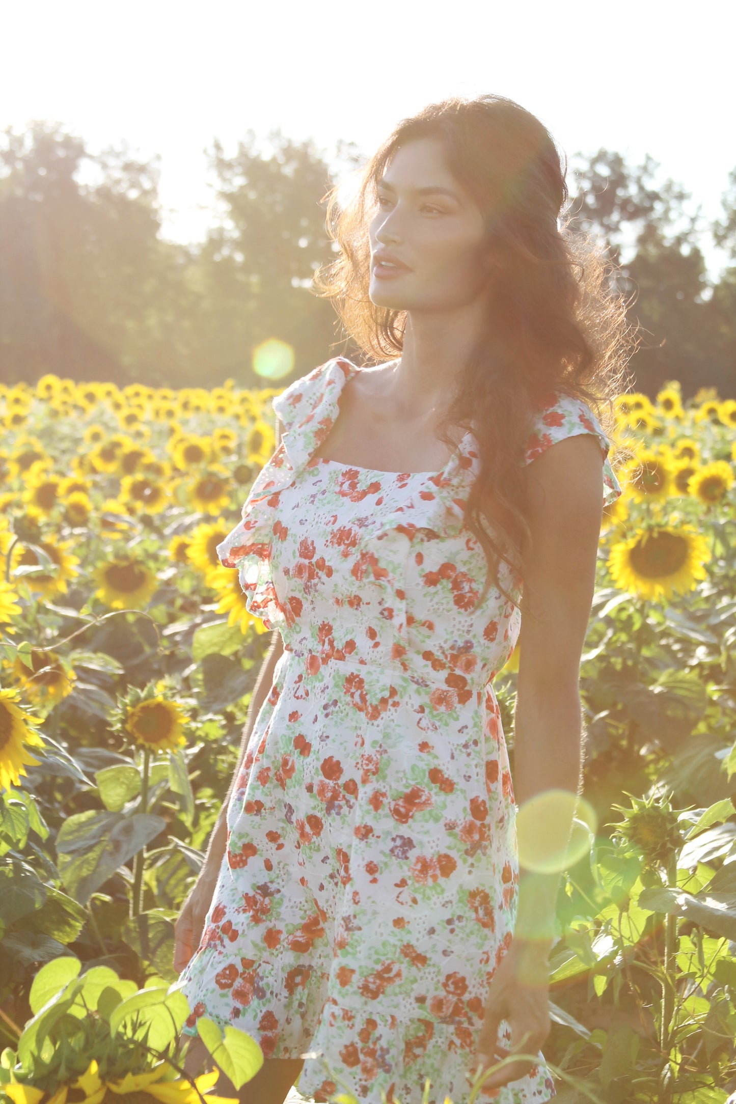 FLOWER FIELDS eyelet embroidered floral sundress, XS