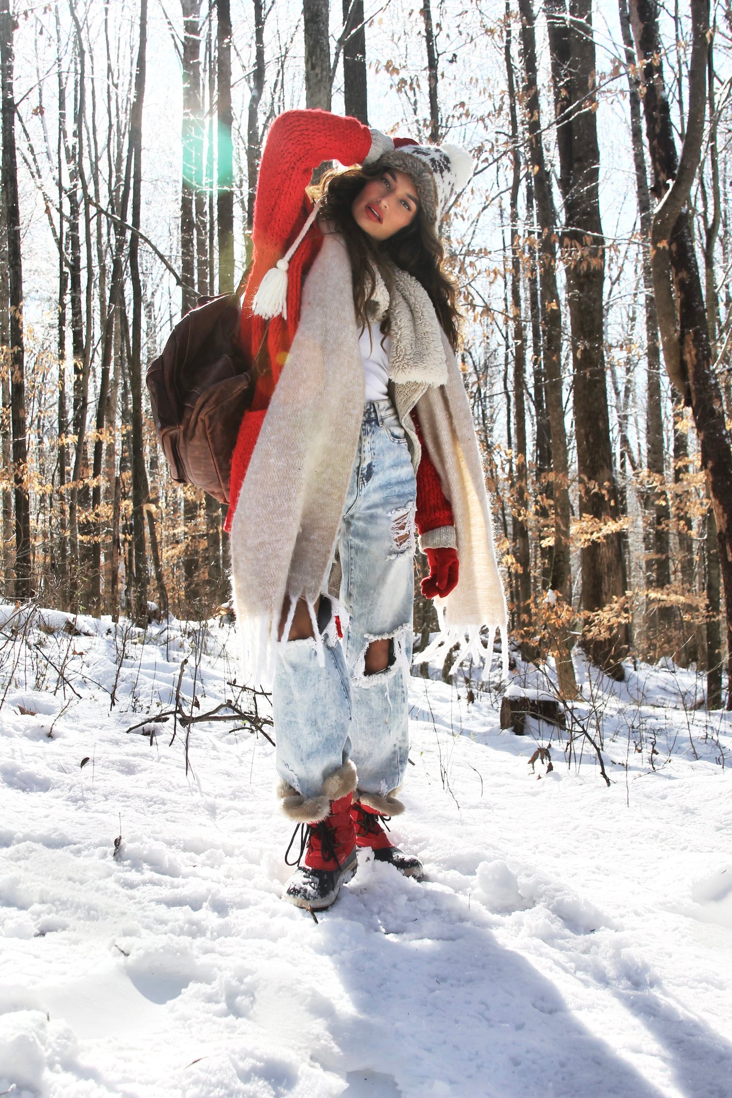SNOW DAY chunky cable knit jacket *TRUE VINTAGE + FOXY FAVE* >> candy apple red
