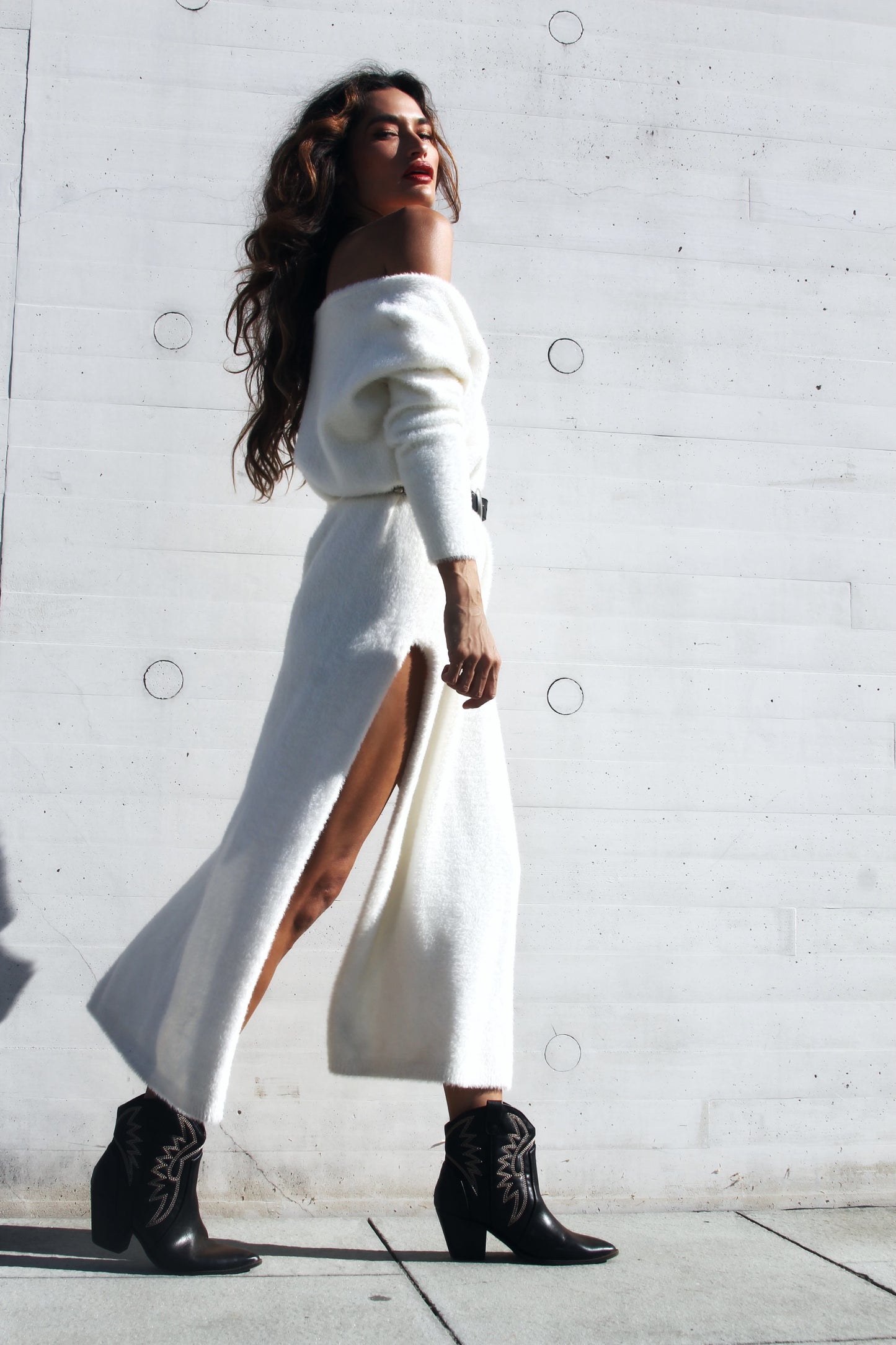 CAPRICORN SZN 3.0 fuzzy maxi sweater dress *FREE PEOPLE* >> cream