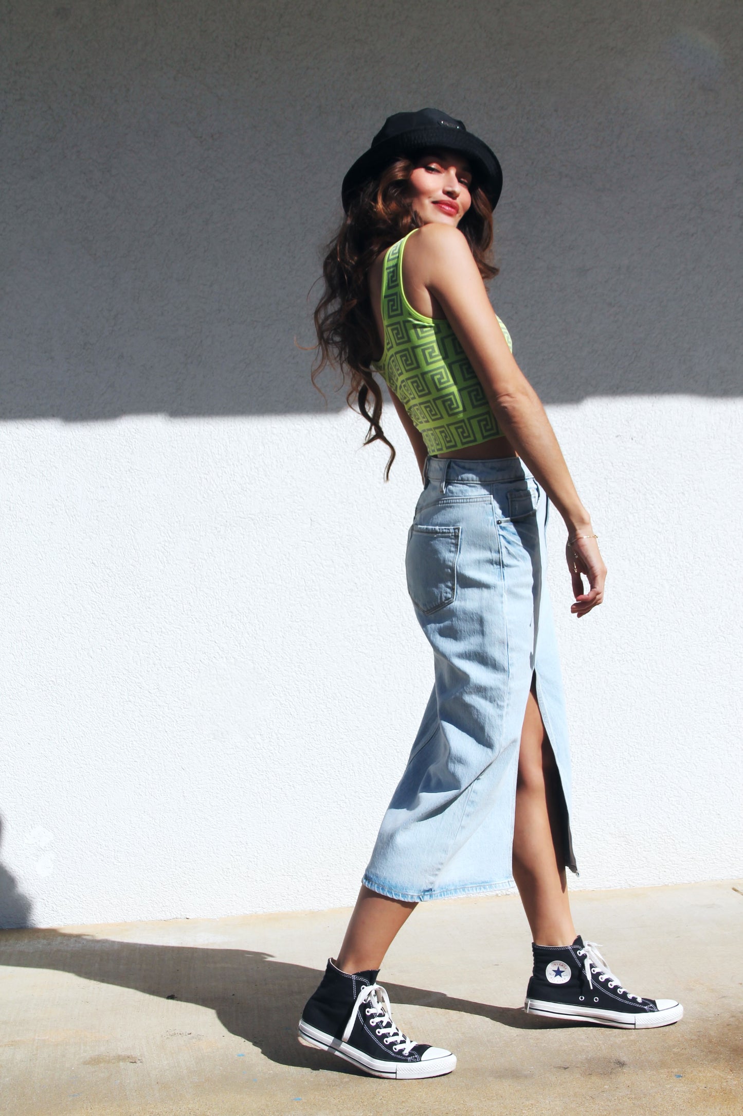 FINESSE denim midi skirt, medium