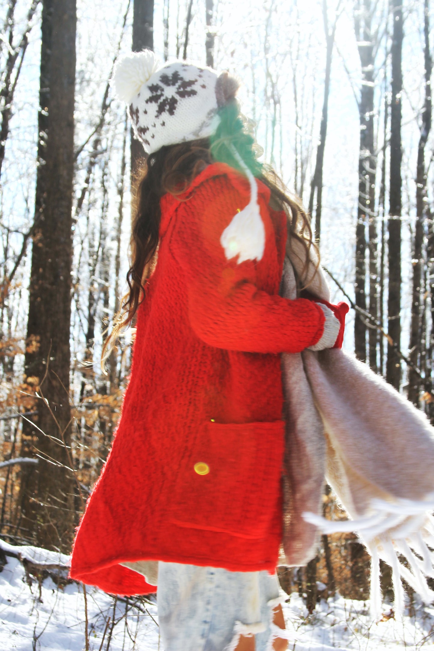 SNOW DAY chunky cable knit jacket *TRUE VINTAGE + FOXY FAVE* >> candy apple red